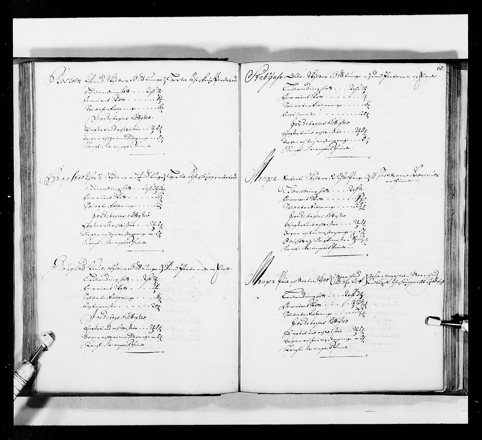 Stattholderembetet 1572-1771, AV/RA-EA-2870/Ek/L0035/0001: Jordebøker 1662-1720: / Matrikkel for Nedre Romerike, 1695, p. 67b-68a