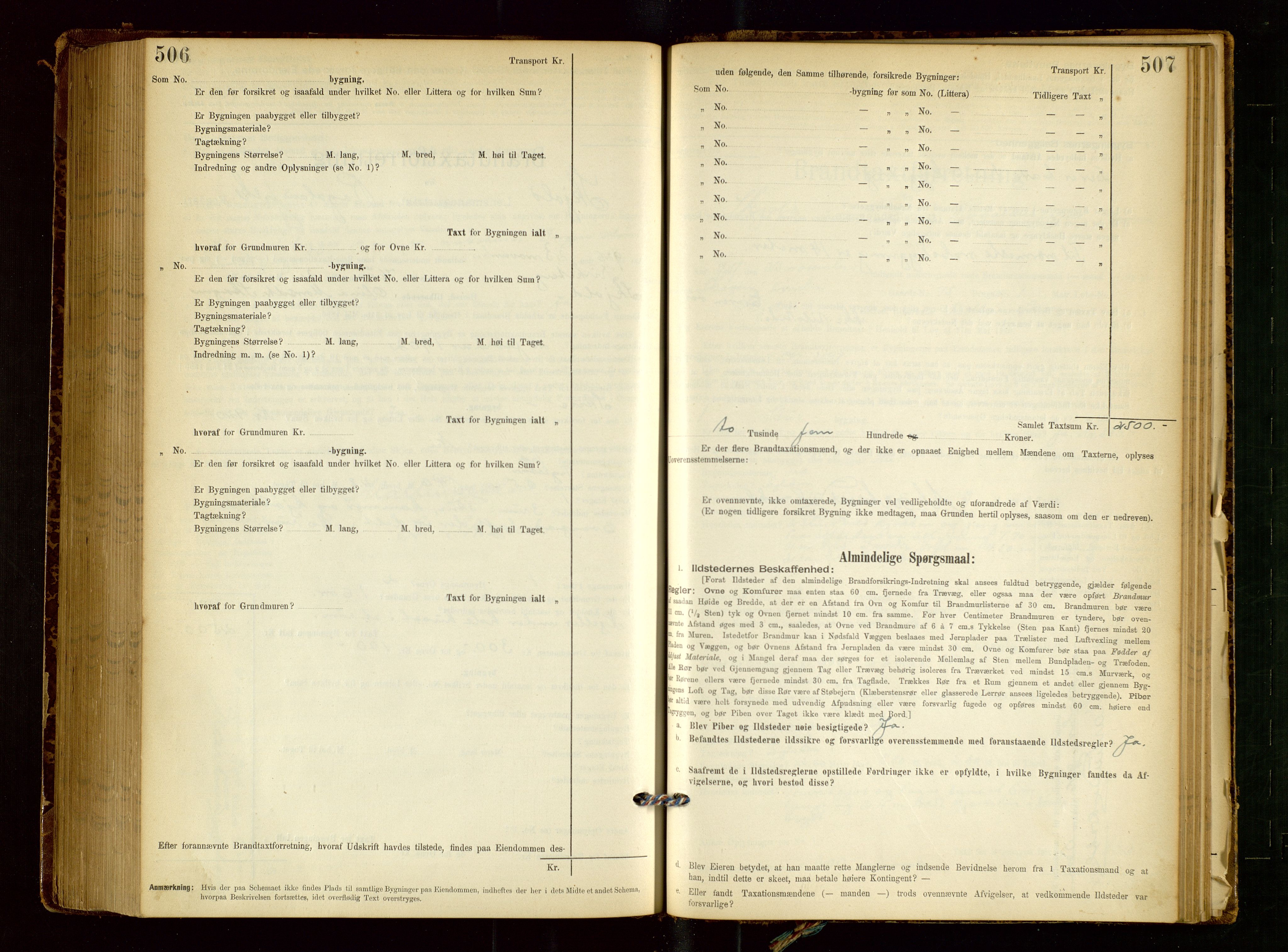 Skjold lensmannskontor, AV/SAST-A-100182/Gob/L0001: "Brandtaxationsprotokol for Skjold Lensmandsdistrikt Ryfylke Fogderi", 1894-1939, p. 506-507