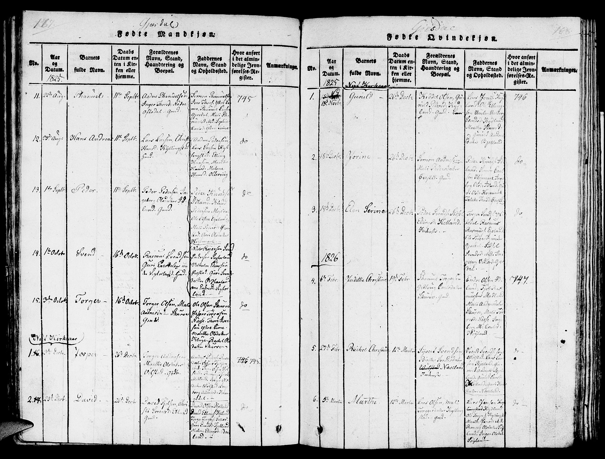 Lye sokneprestkontor, SAST/A-101794/001/30/30BA/L0003: Parish register (official) no. A 3 /2, 1816-1826, p. 167-168