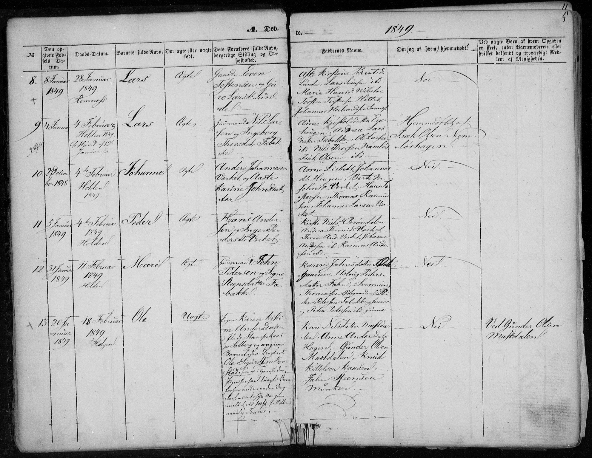 Holla kirkebøker, SAKO/A-272/F/Fa/L0005: Parish register (official) no. 5, 1849-1860, p. 5