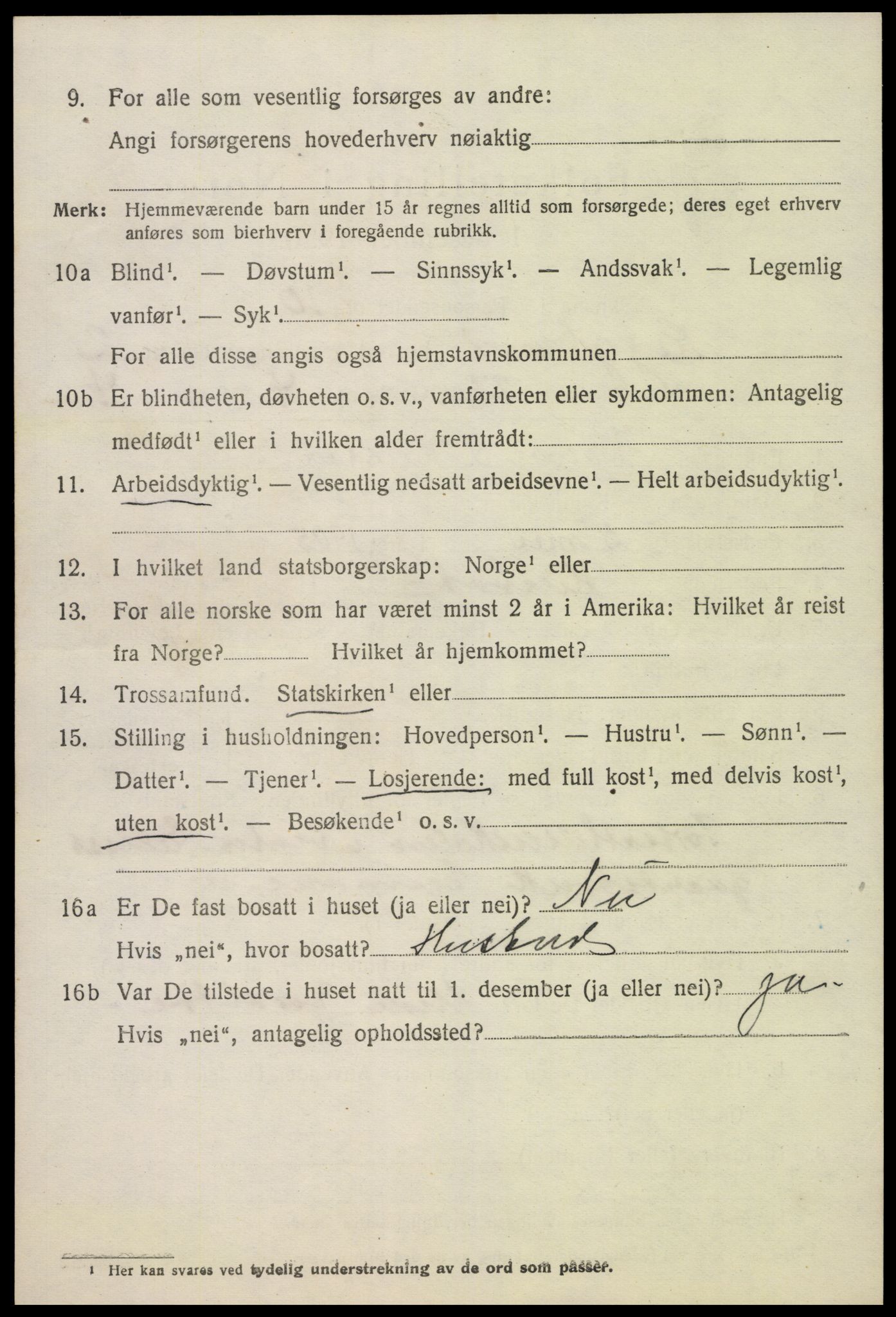 SAK, 1920 census for Bygland, 1920, p. 1452