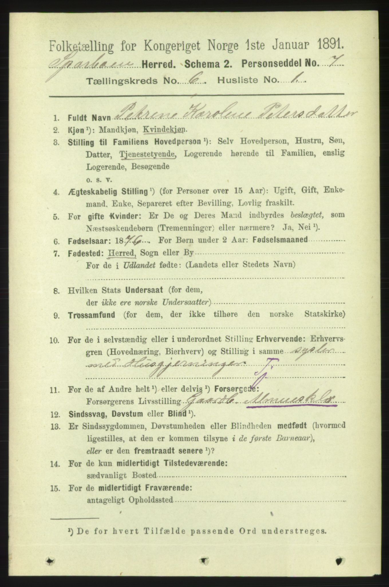 RA, 1891 census for 1731 Sparbu, 1891, p. 2158