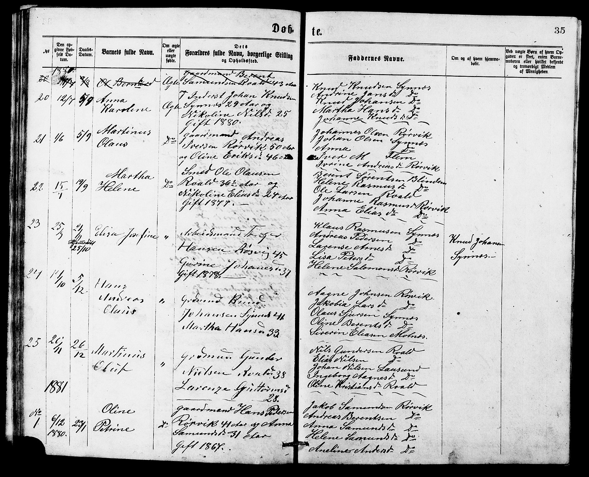 Ministerialprotokoller, klokkerbøker og fødselsregistre - Møre og Romsdal, AV/SAT-A-1454/537/L0521: Parish register (copy) no. 537C02, 1869-1888, p. 35