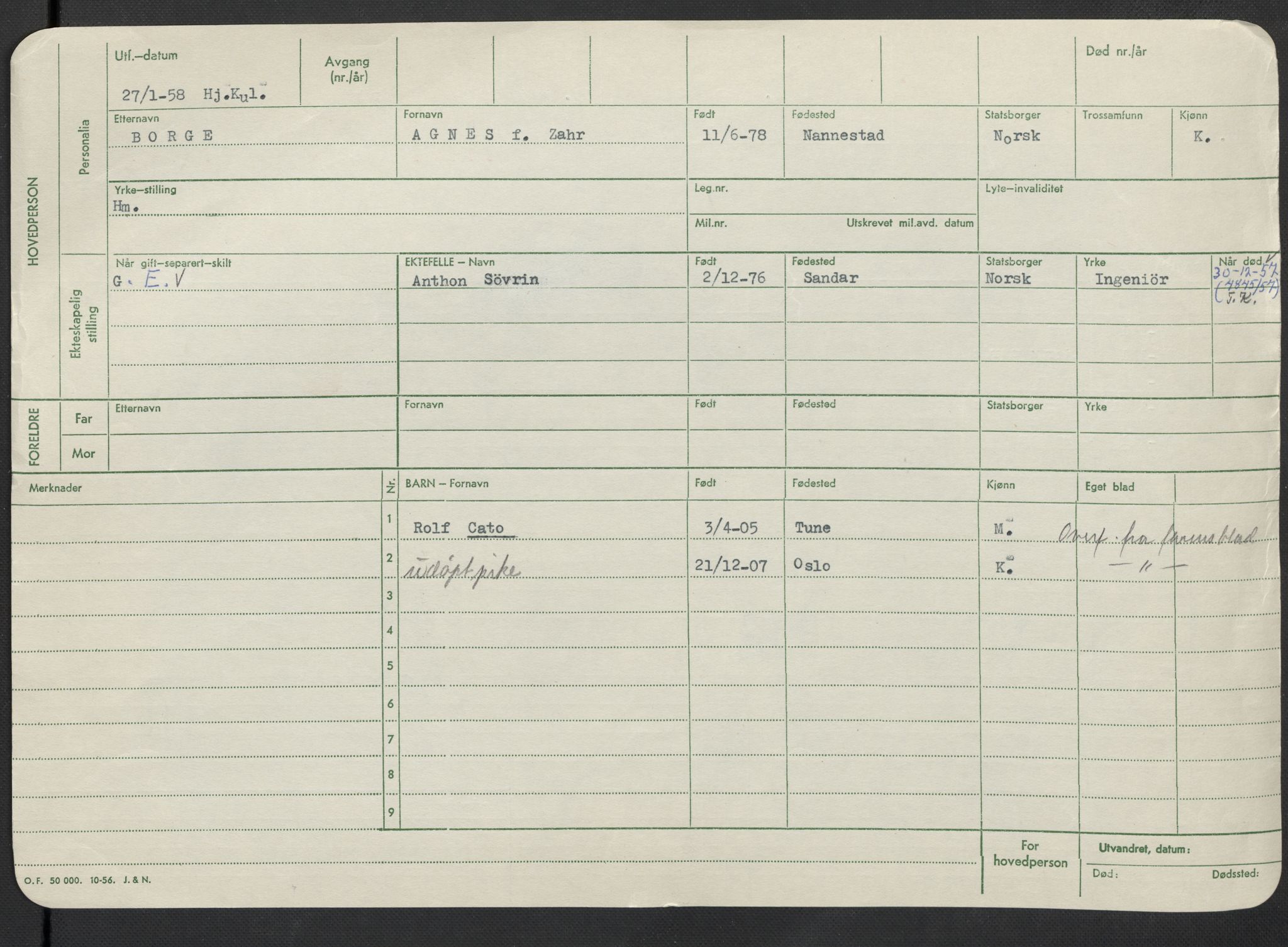 Oslo folkeregister, Registerkort, AV/SAO-A-11715/F/Fa/Fac/L0013: Kvinner, 1906-1914, p. 598b