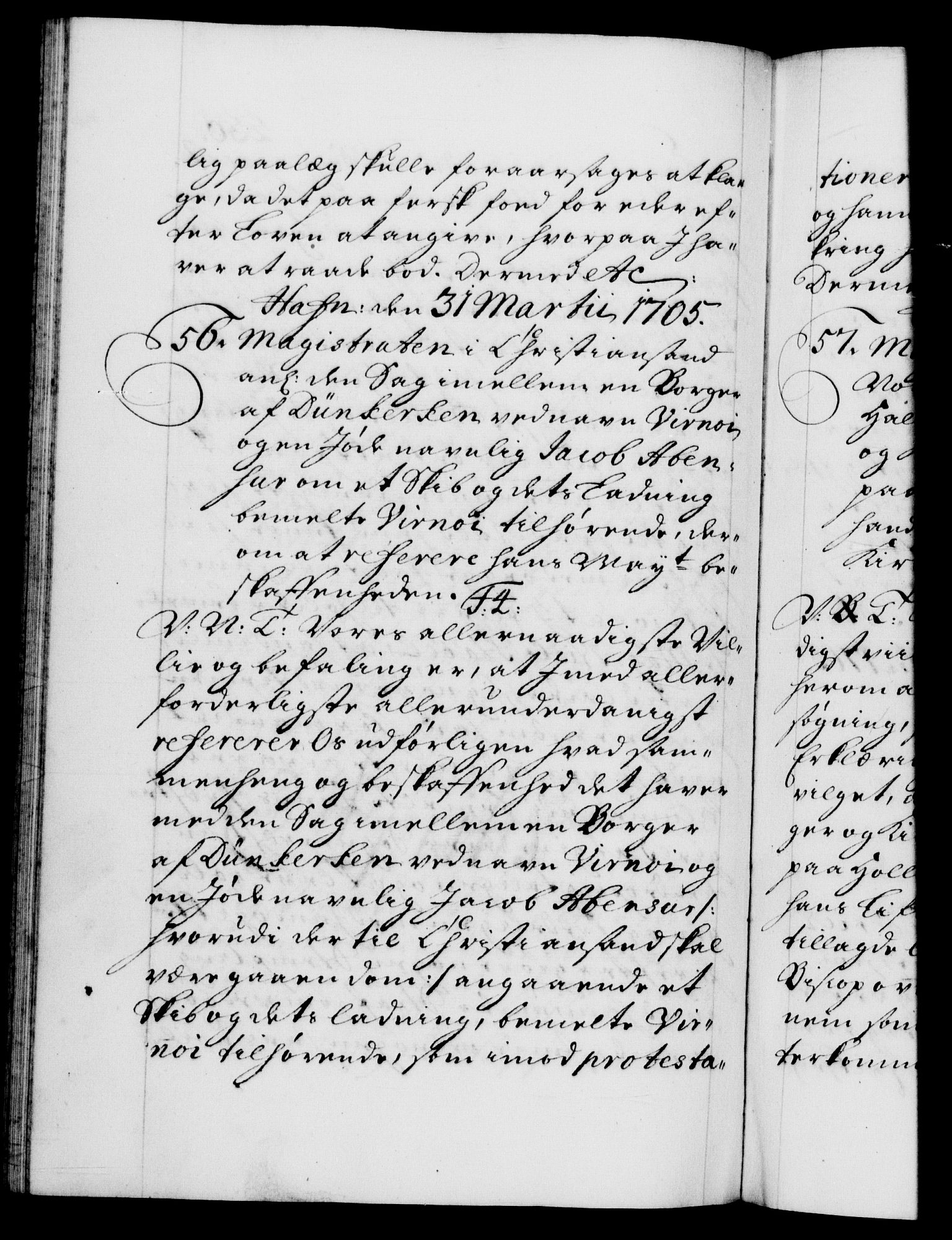 Danske Kanselli 1572-1799, RA/EA-3023/F/Fc/Fca/Fcab/L0017: Norske tegnelser, 1704-1706, p. 230b