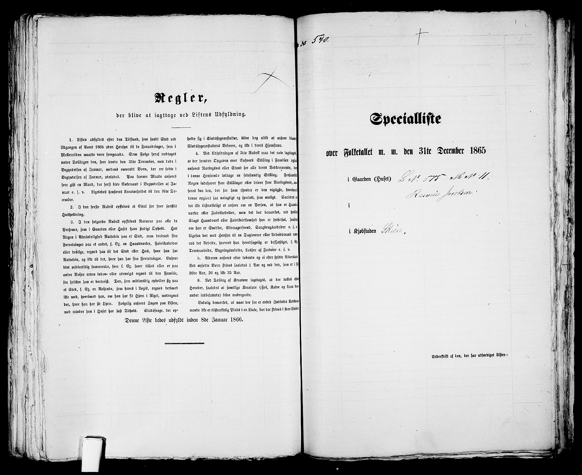 RA, 1865 census for Skien, 1865, p. 1105