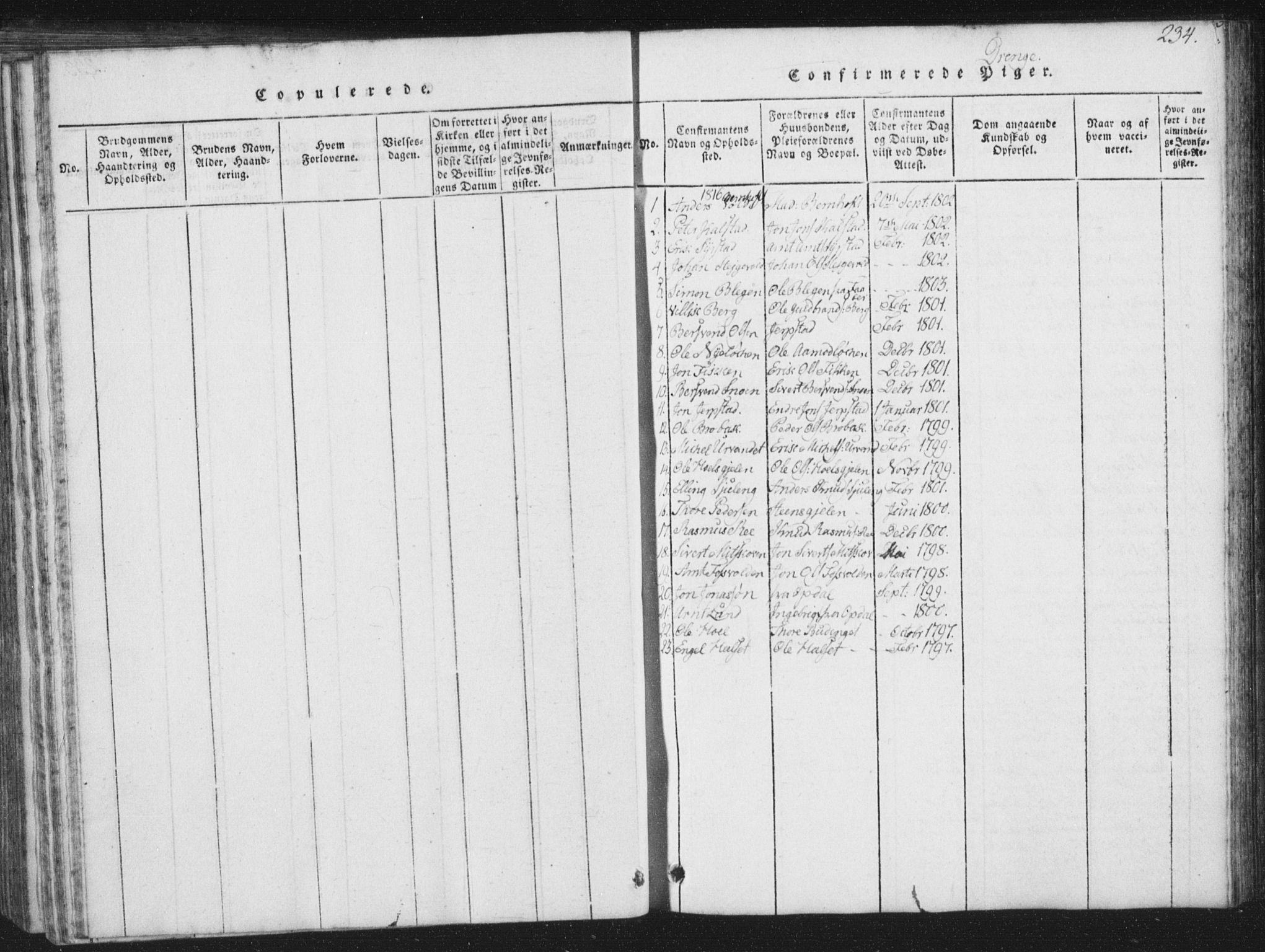 Ministerialprotokoller, klokkerbøker og fødselsregistre - Sør-Trøndelag, AV/SAT-A-1456/672/L0862: Parish register (copy) no. 672C01, 1816-1831, p. 234