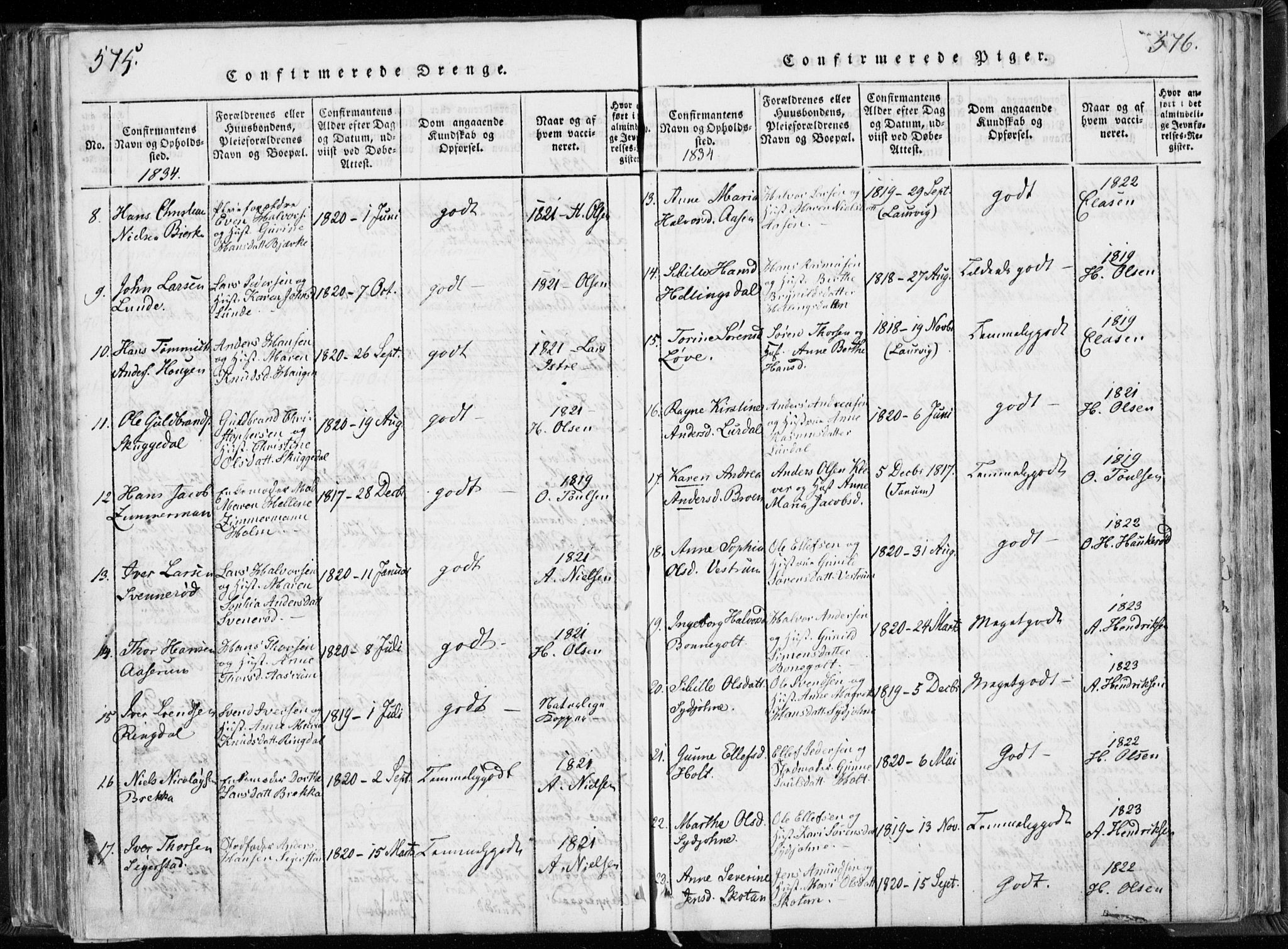 Hedrum kirkebøker, AV/SAKO-A-344/F/Fa/L0004: Parish register (official) no. I 4, 1817-1835, p. 575-576