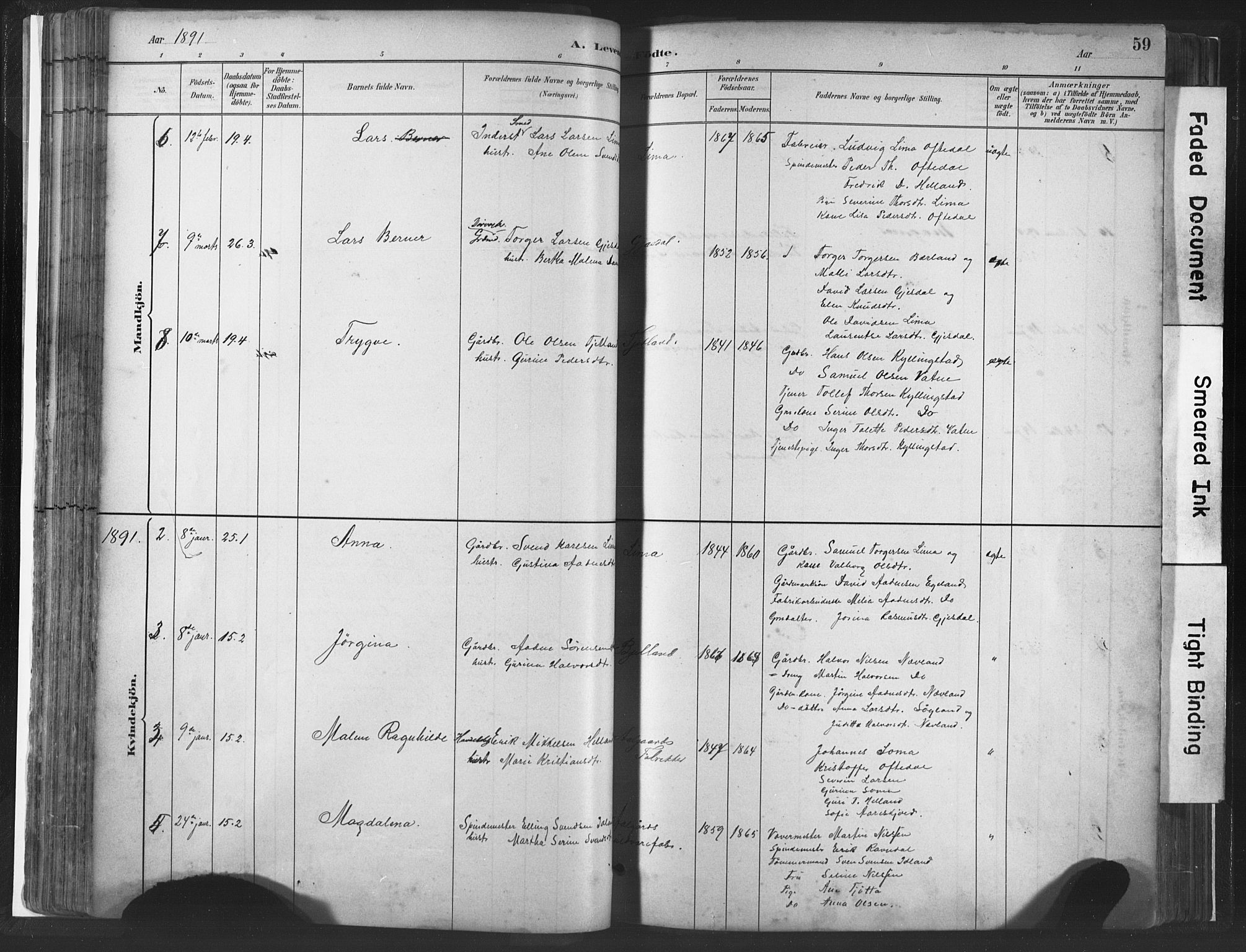 Lye sokneprestkontor, SAST/A-101794/001/30BA/L0010: Parish register (official) no. A 10, 1881-1896, p. 59