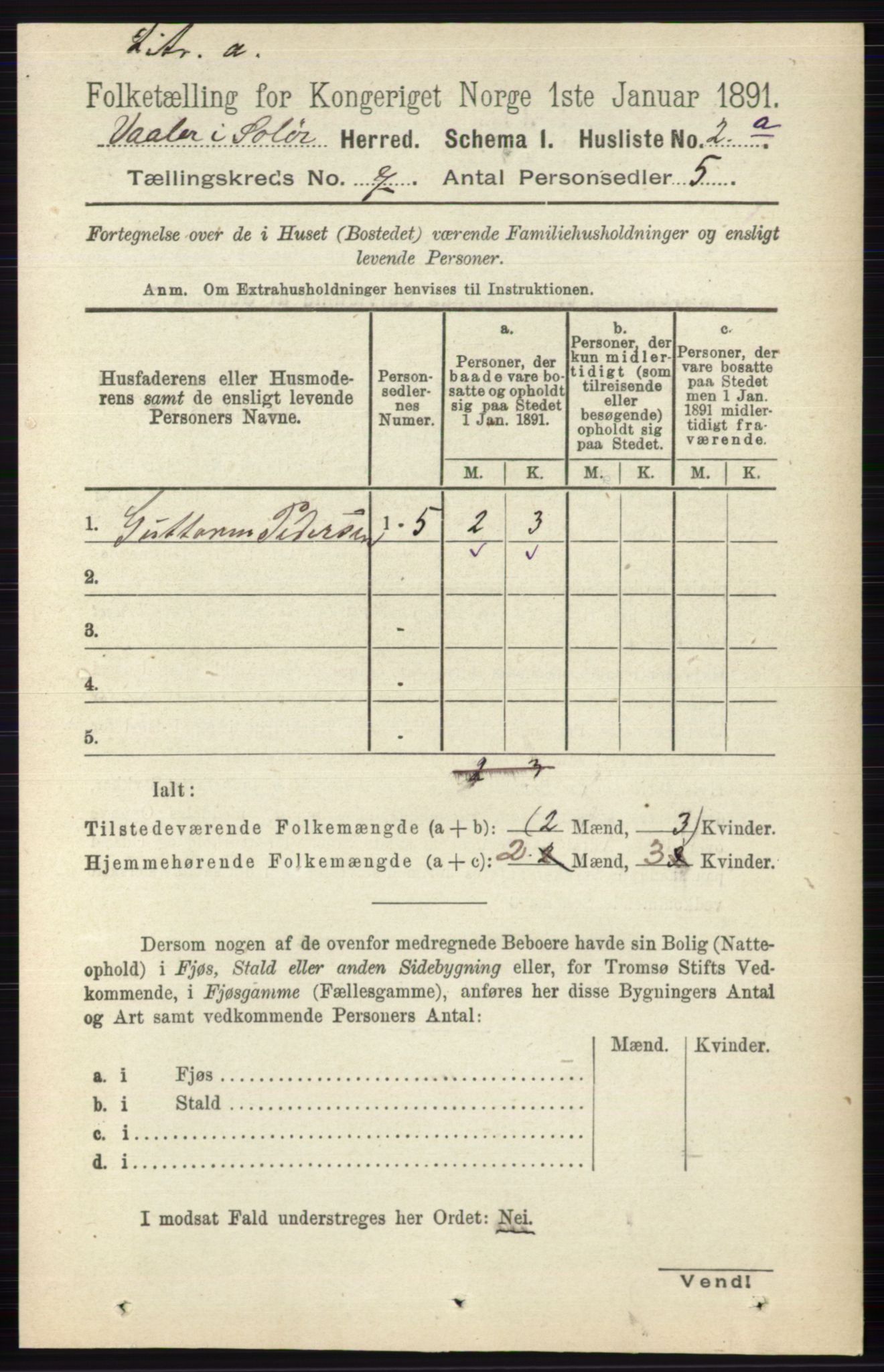 RA, 1891 census for 0426 Våler, 1891, p. 2869