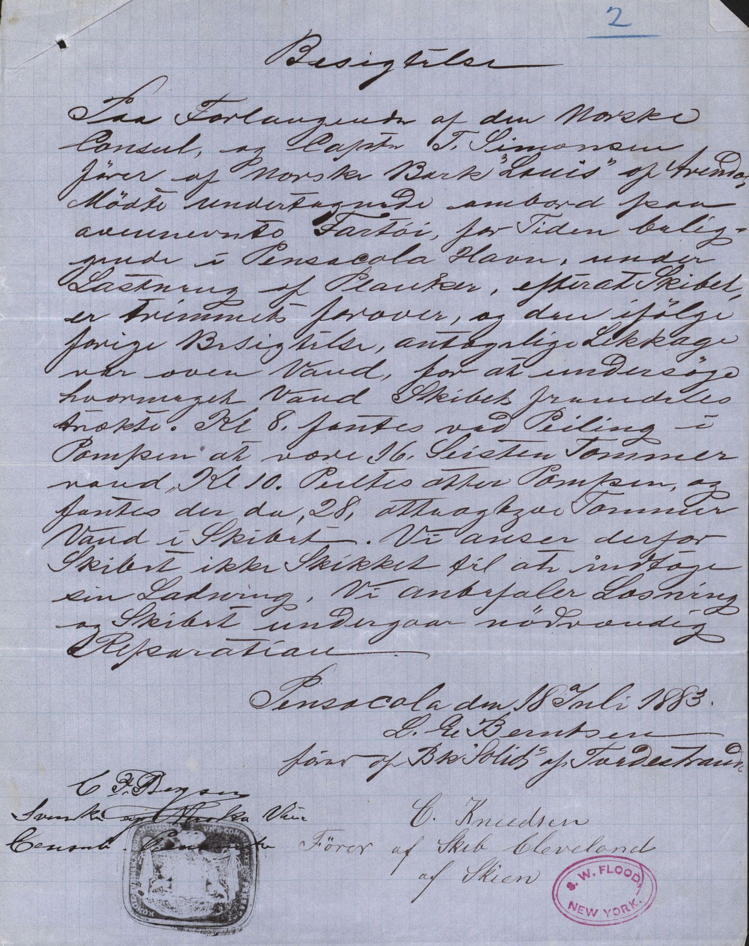 Pa 63 - Østlandske skibsassuranceforening, VEMU/A-1079/G/Ga/L0016/0011: Havaridokumenter / Elise, Dux, Dagmar, Dacapo, Louis, Iphignia, 1883, p. 58