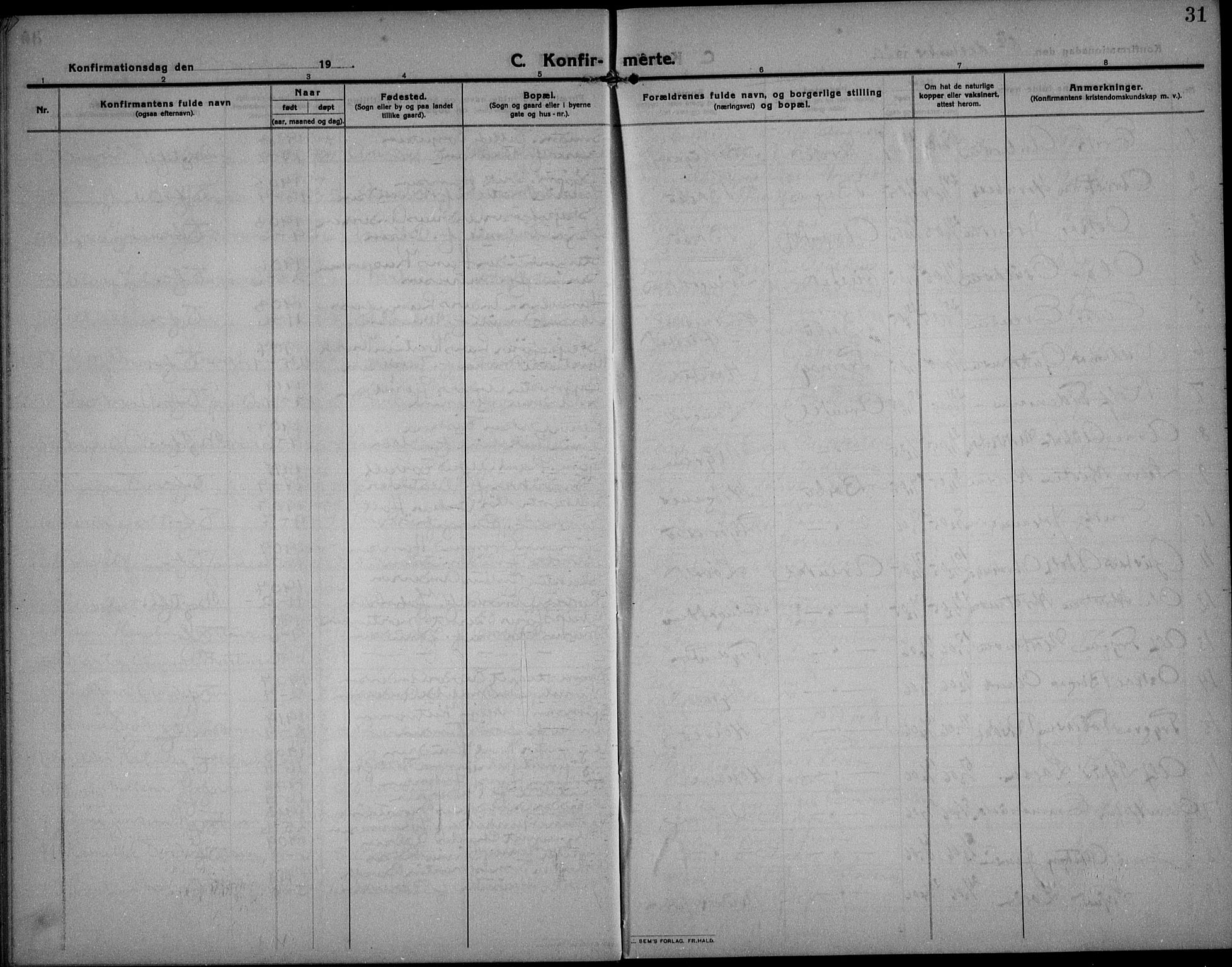 Barbu sokneprestkontor, AV/SAK-1111-0003/F/Fb/L0004: Parish register (copy) no. B 4, 1911-1936, p. 31