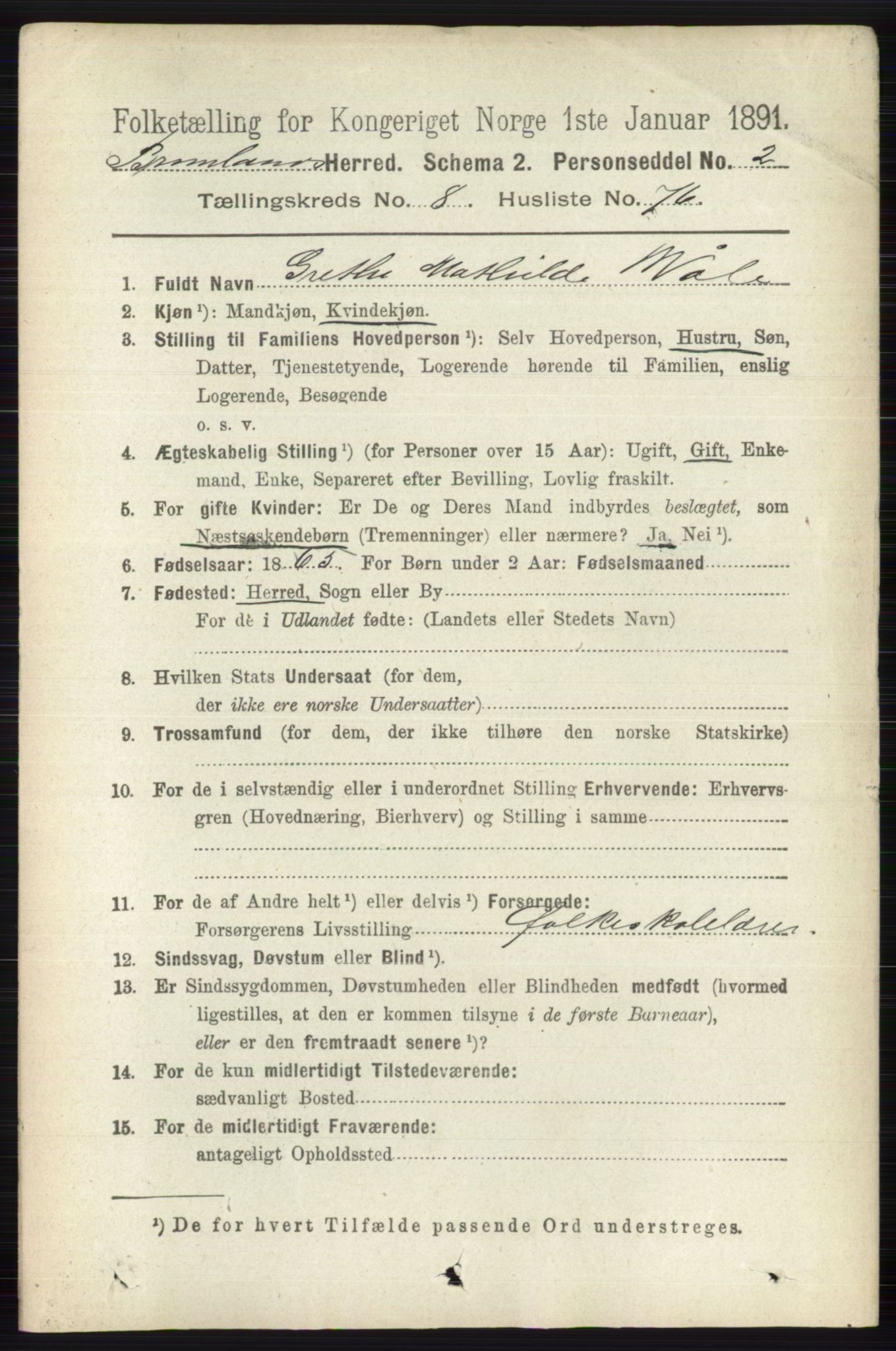 RA, 1891 census for 0726 Brunlanes, 1891, p. 4016