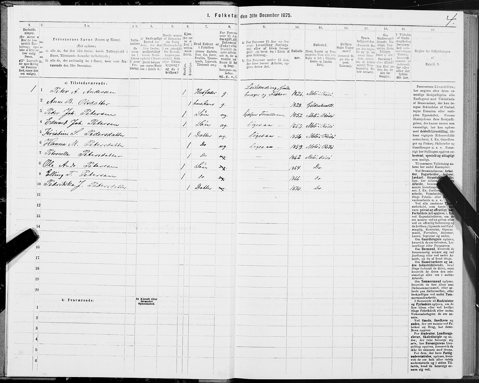 SAT, 1875 census for 1836P Rødøy, 1875, p. 5004