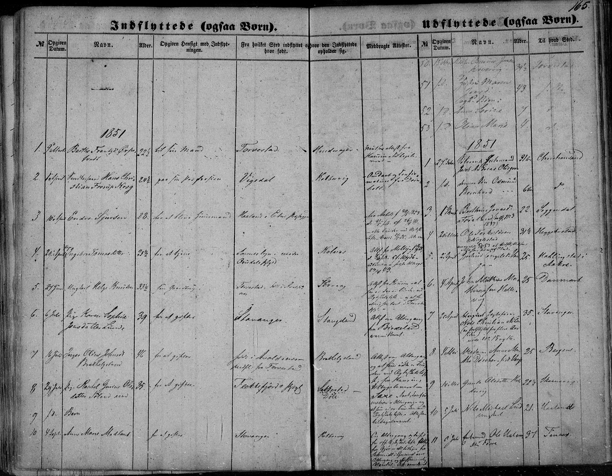 Avaldsnes sokneprestkontor, SAST/A -101851/H/Ha/Haa/L0008: Parish register (official) no. A 8, 1847-1857, p. 165
