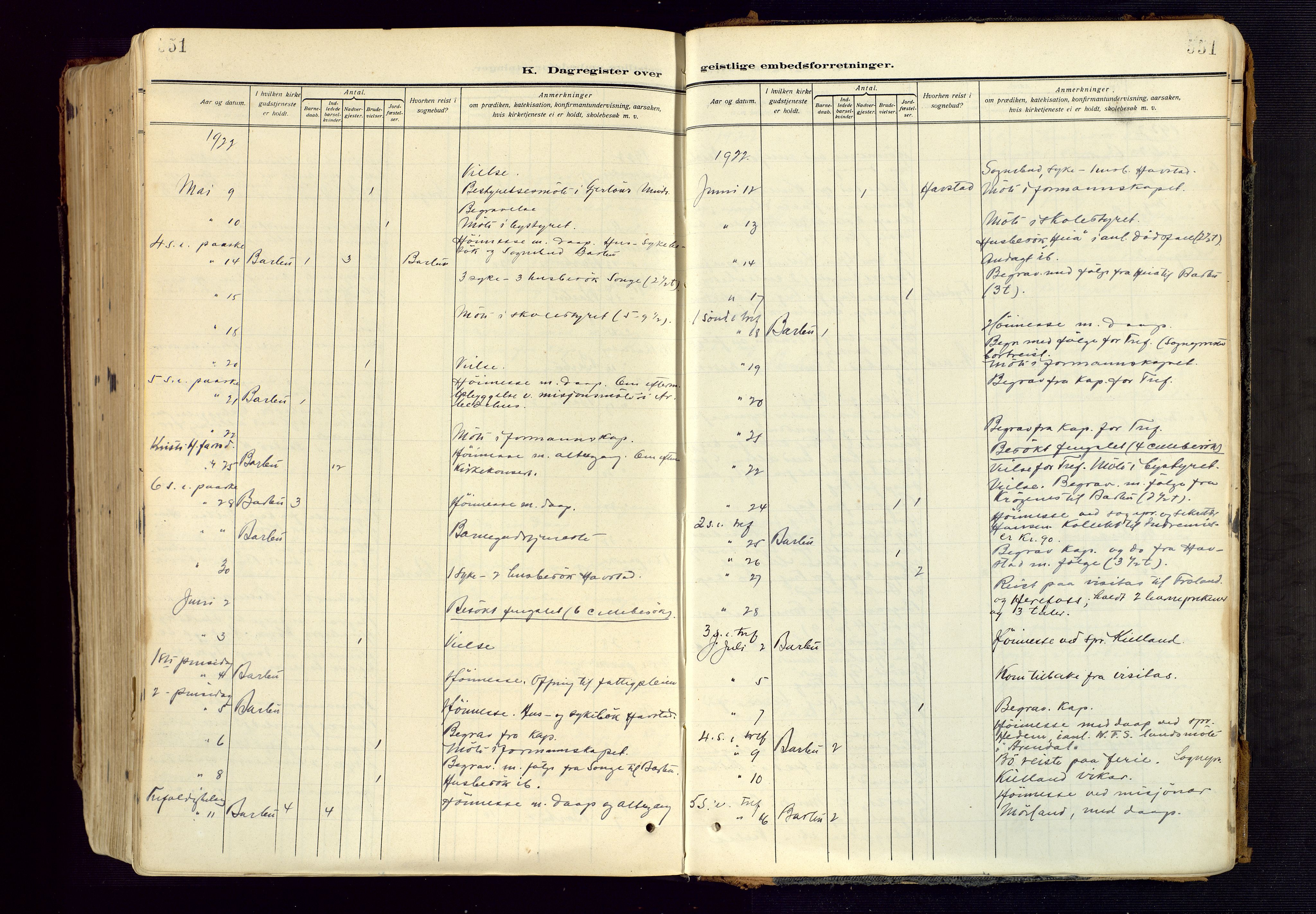 Barbu sokneprestkontor, SAK/1111-0003/F/Fa/L0006: Parish register (official) no. A 6, 1910-1929, p. 551