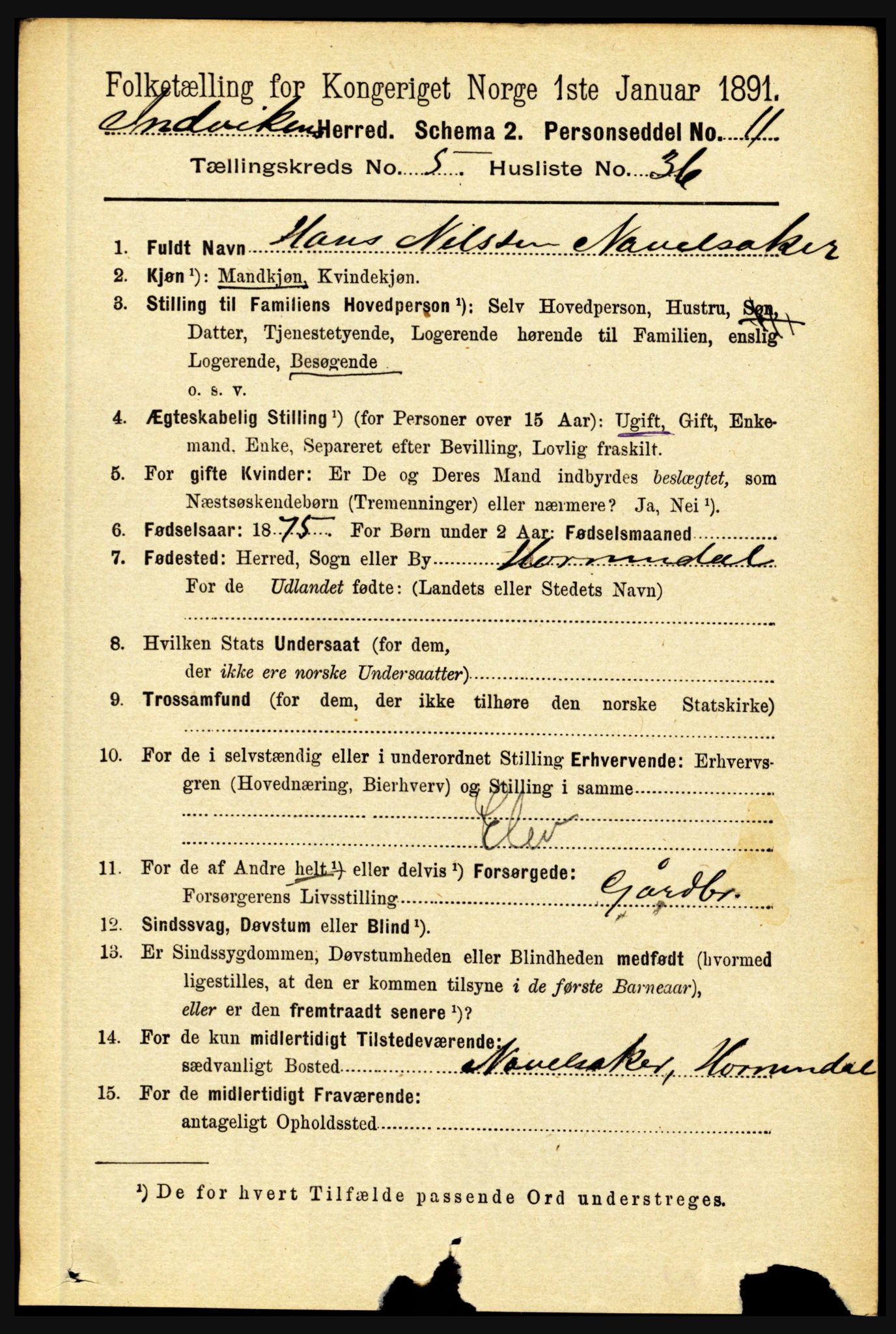 RA, 1891 census for 1447 Innvik, 1891, p. 2188