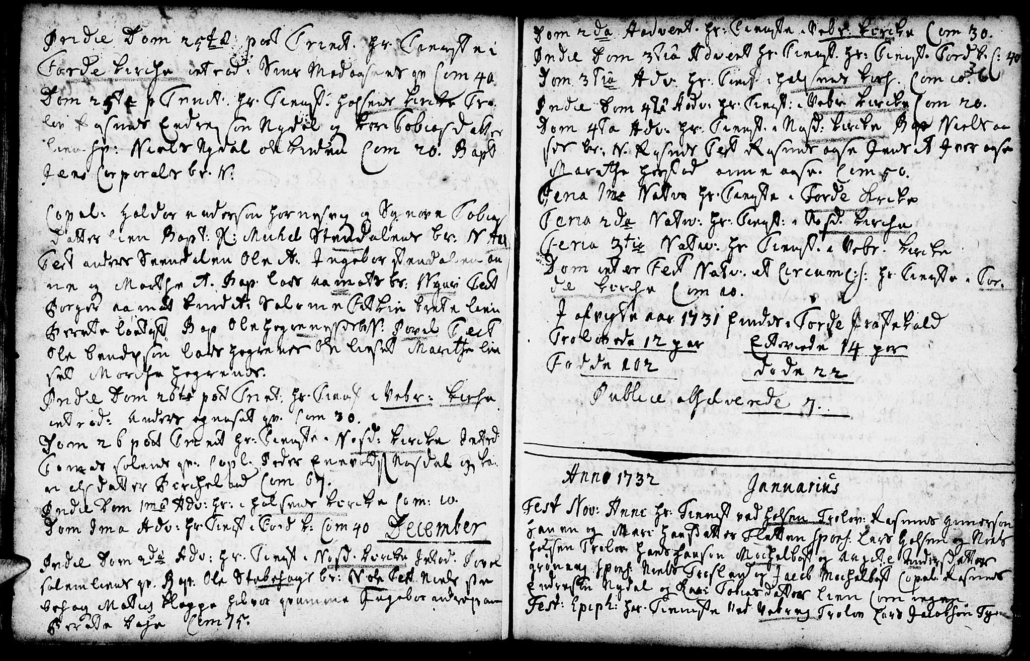 Førde sokneprestembete, AV/SAB-A-79901/H/Haa/Haaa/L0002: Parish register (official) no. A 2, 1728-1748, p. 36