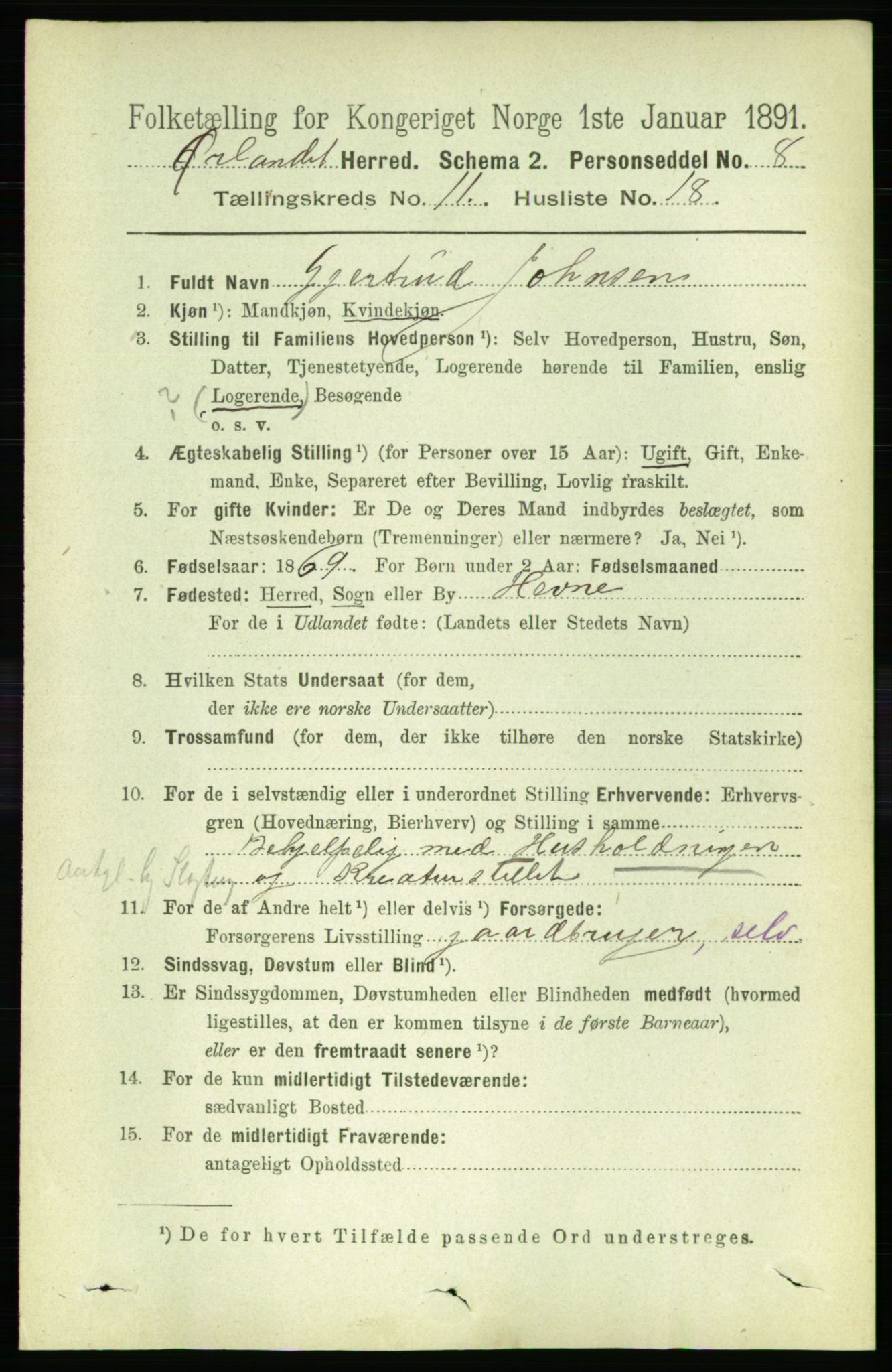 RA, 1891 census for 1621 Ørland, 1891, p. 5000