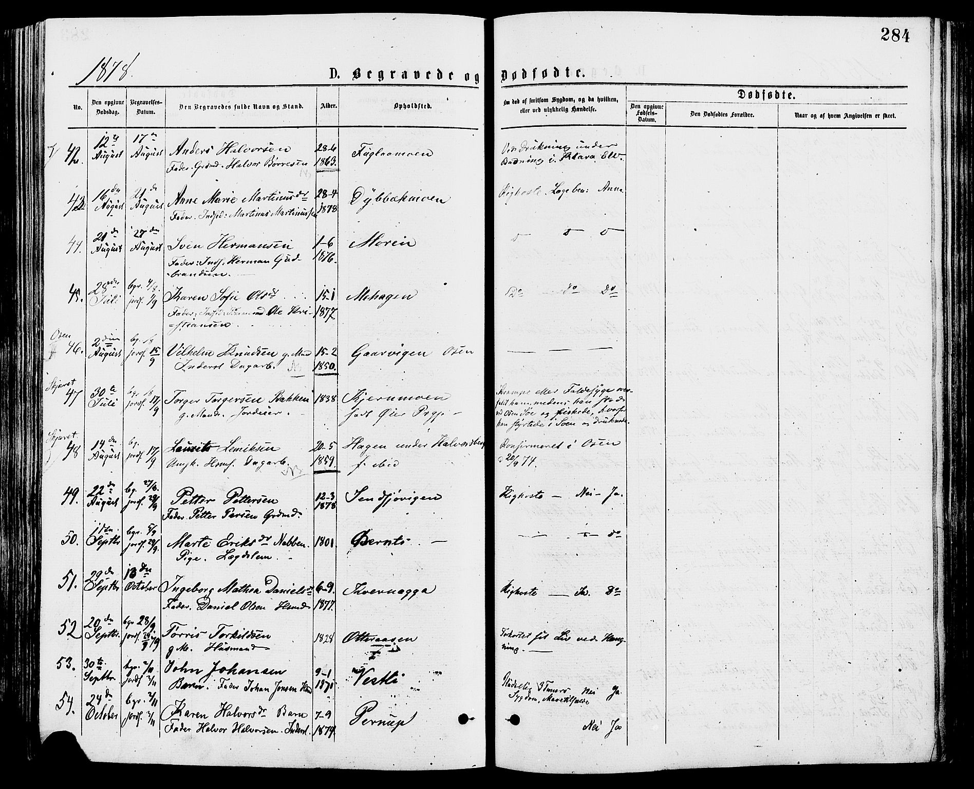 Trysil prestekontor, AV/SAH-PREST-046/H/Ha/Haa/L0007: Parish register (official) no. 7, 1874-1880, p. 284