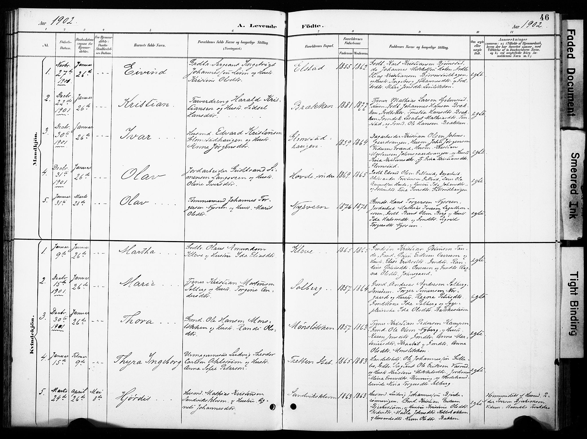 Øyer prestekontor, AV/SAH-PREST-084/H/Ha/Haa/L0011: Parish register (official) no. 11, 1894-1905, p. 46