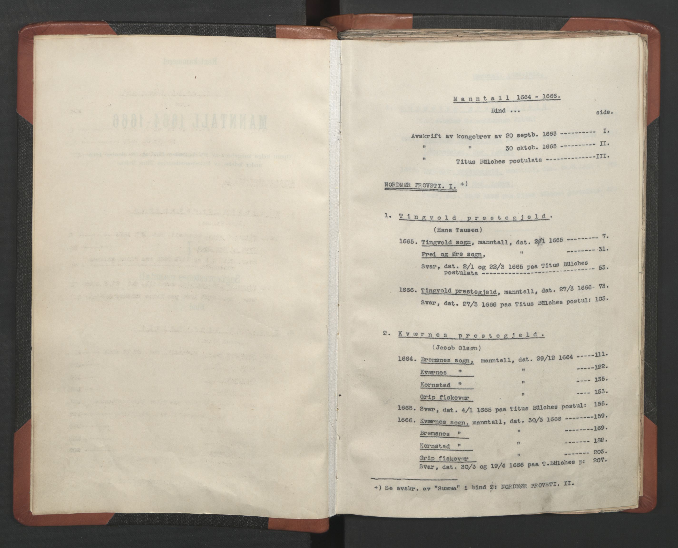 RA, Vicar's Census 1664-1666, no. 28: Nordmøre deanery, 1664-1666