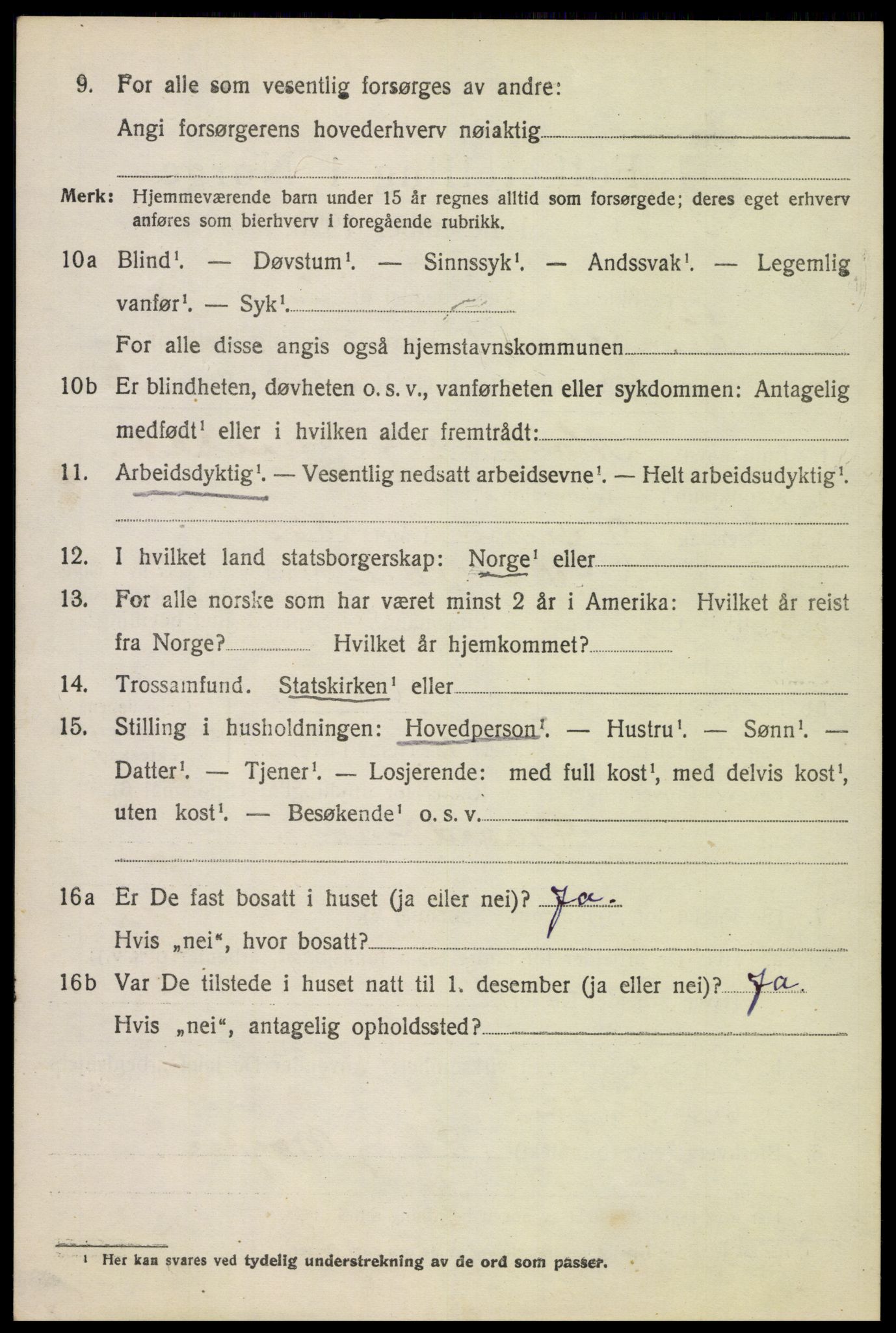 SAH, 1920 census for Ringebu, 1920, p. 10884