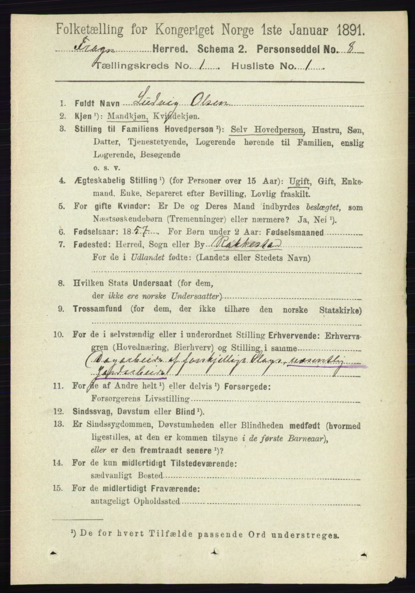 RA, 1891 census for 0215 Frogn, 1891, p. 141