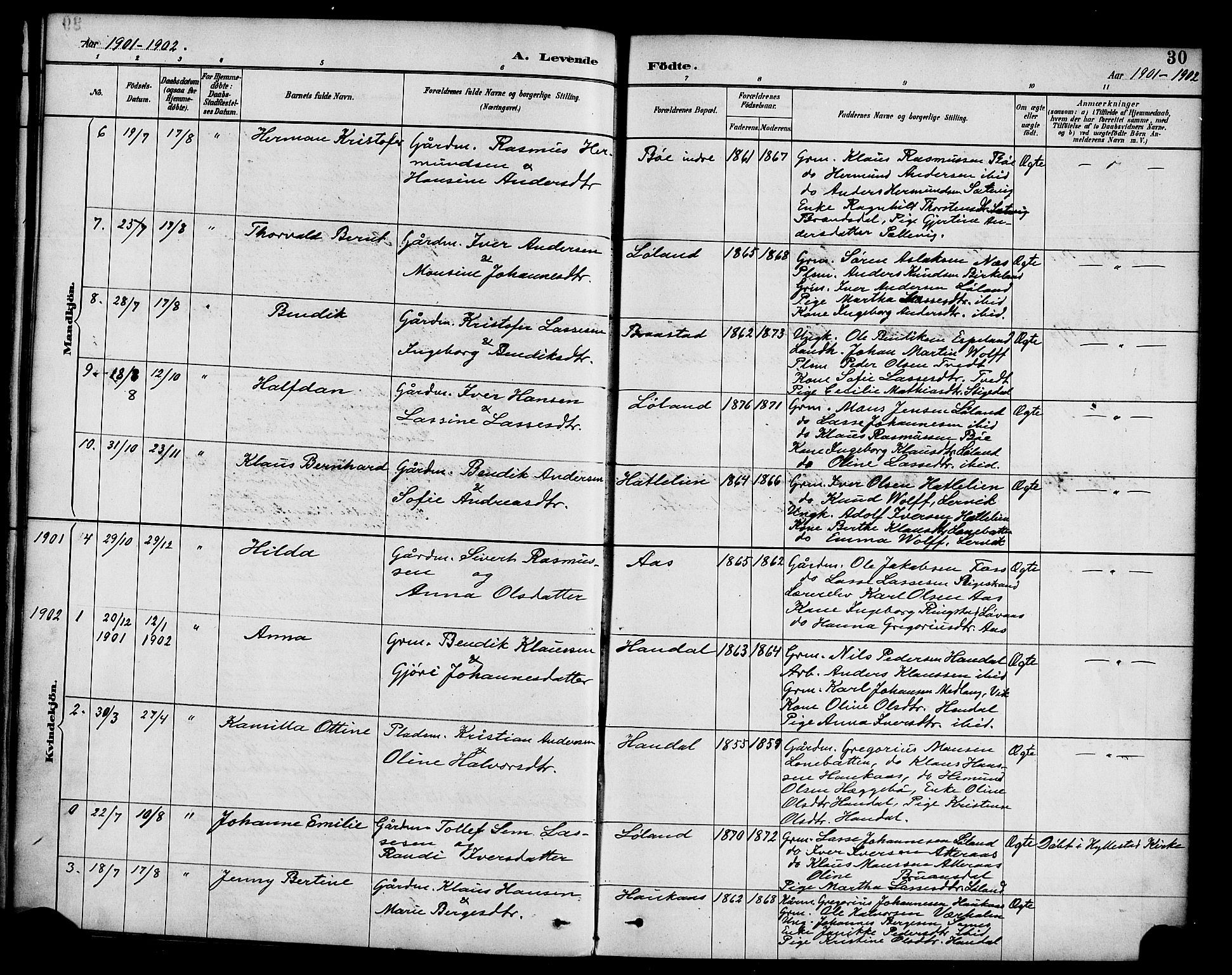 Hyllestad sokneprestembete, SAB/A-80401: Parish register (official) no. C 1, 1886-1904, p. 30