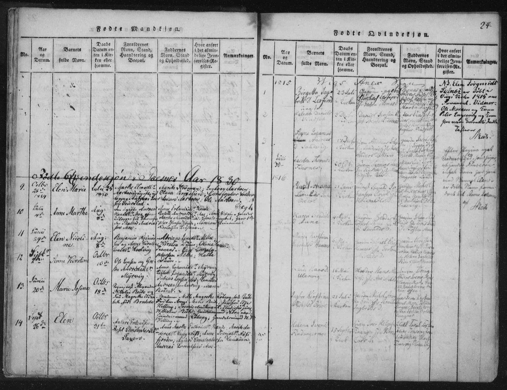 Ministerialprotokoller, klokkerbøker og fødselsregistre - Nord-Trøndelag, SAT/A-1458/773/L0609: Parish register (official) no. 773A03 /1, 1815-1830, p. 24