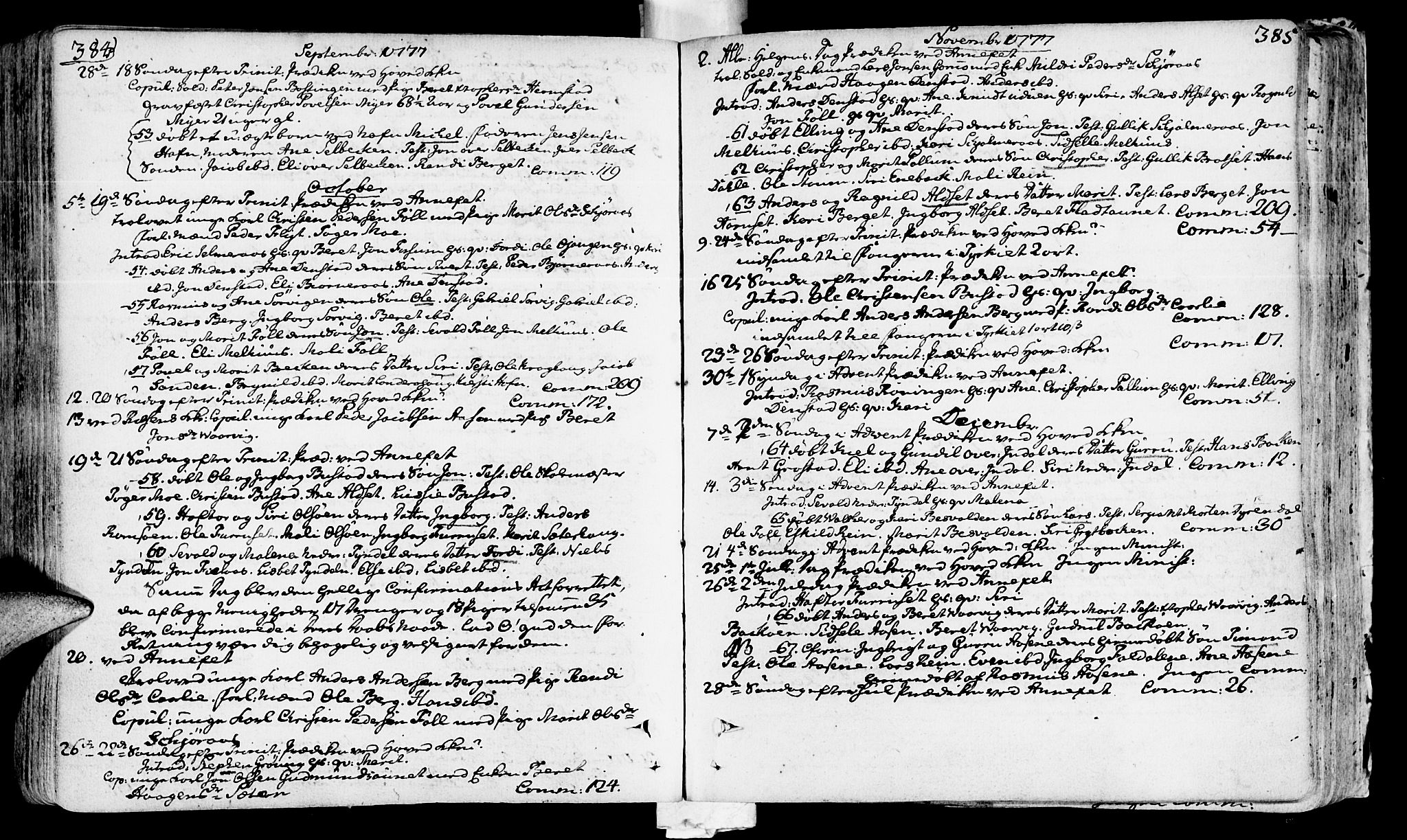 Ministerialprotokoller, klokkerbøker og fødselsregistre - Sør-Trøndelag, SAT/A-1456/646/L0605: Parish register (official) no. 646A03, 1751-1790, p. 384-385