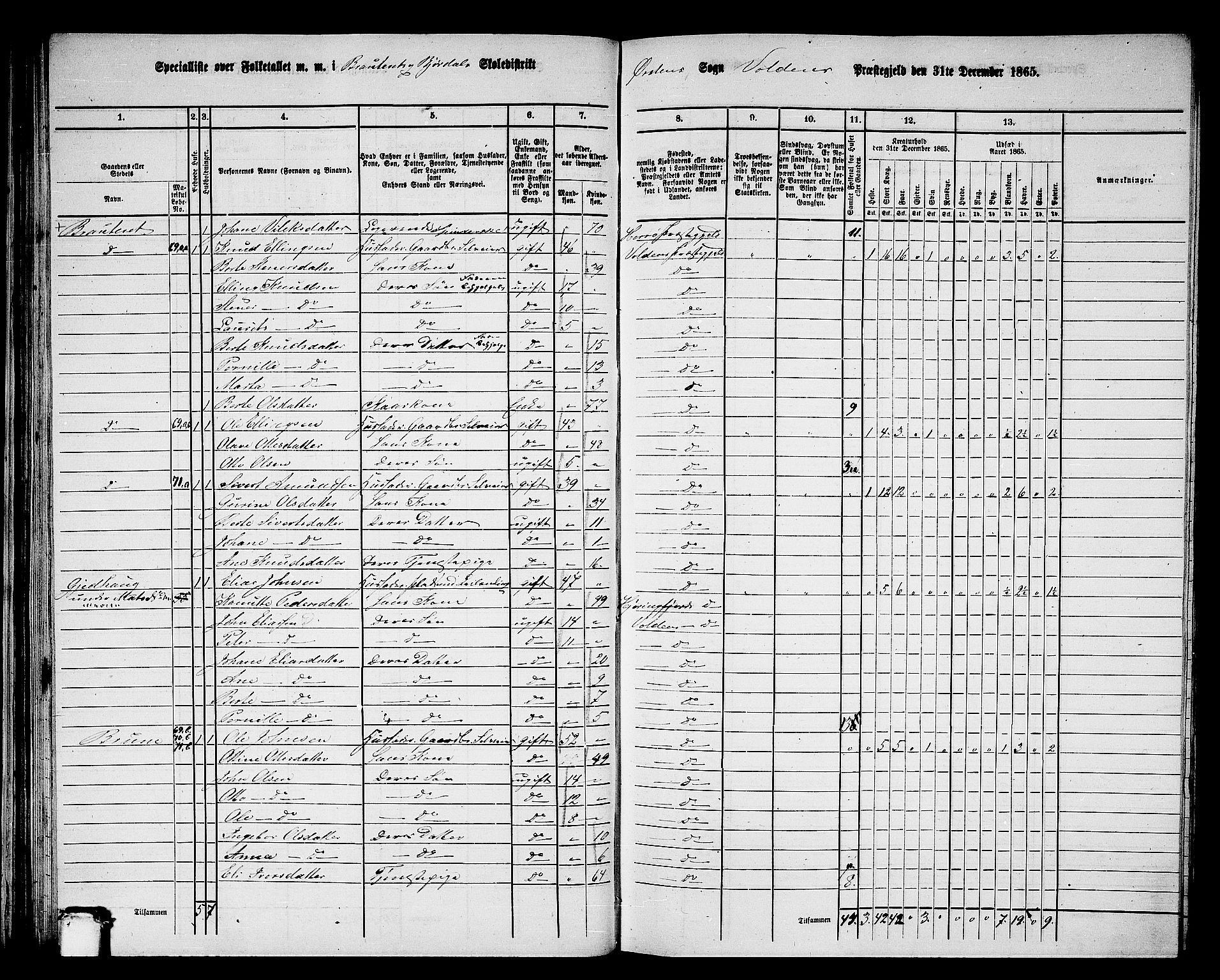 RA, 1865 census for Volda, 1865, p. 62