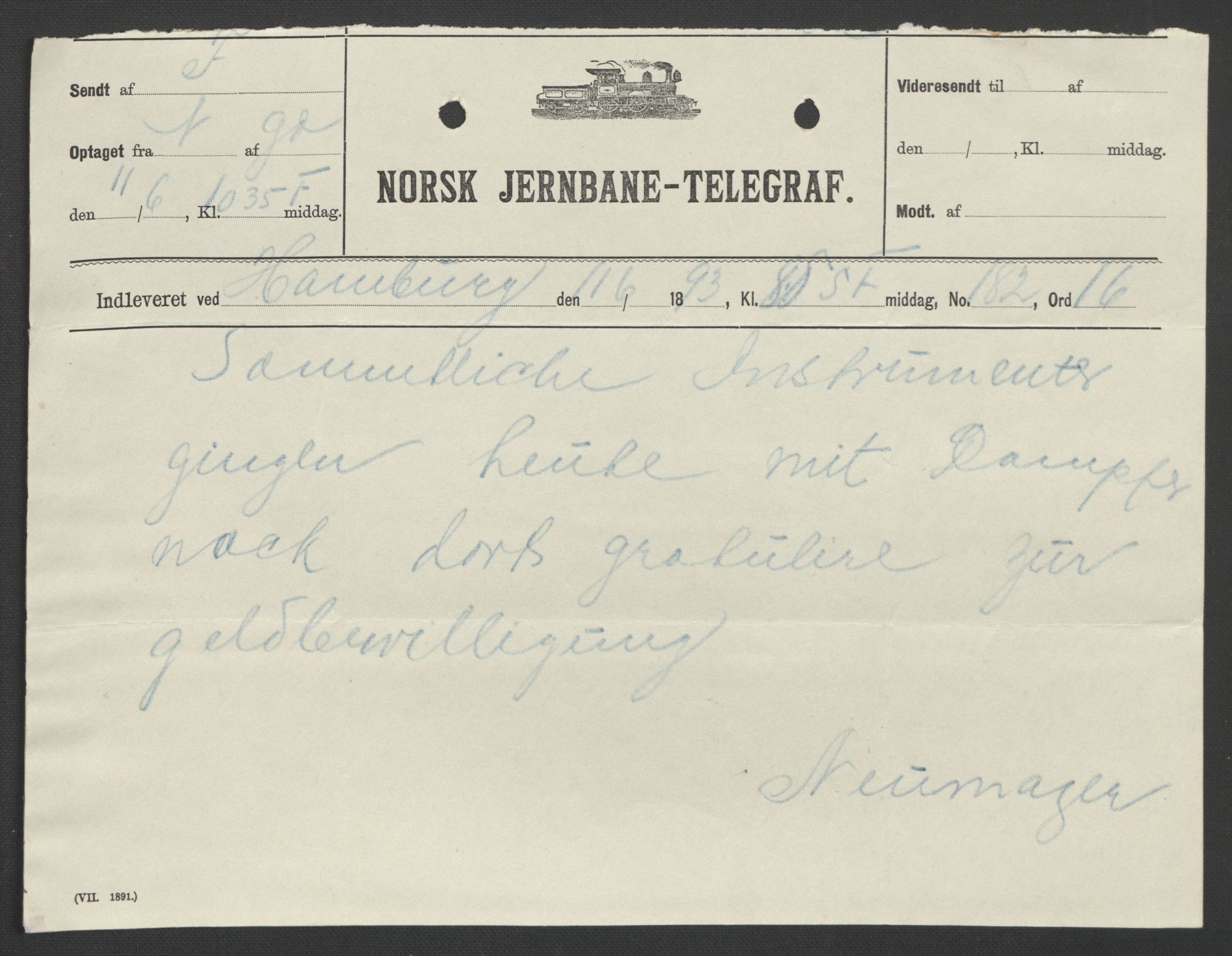 Arbeidskomitéen for Fridtjof Nansens polarekspedisjon, AV/RA-PA-0061/D/L0003/0002: Innk. brev og telegrammer vedr. proviant og utrustning / Utrustningen m.m. - korrespondanse, 1893, p. 286