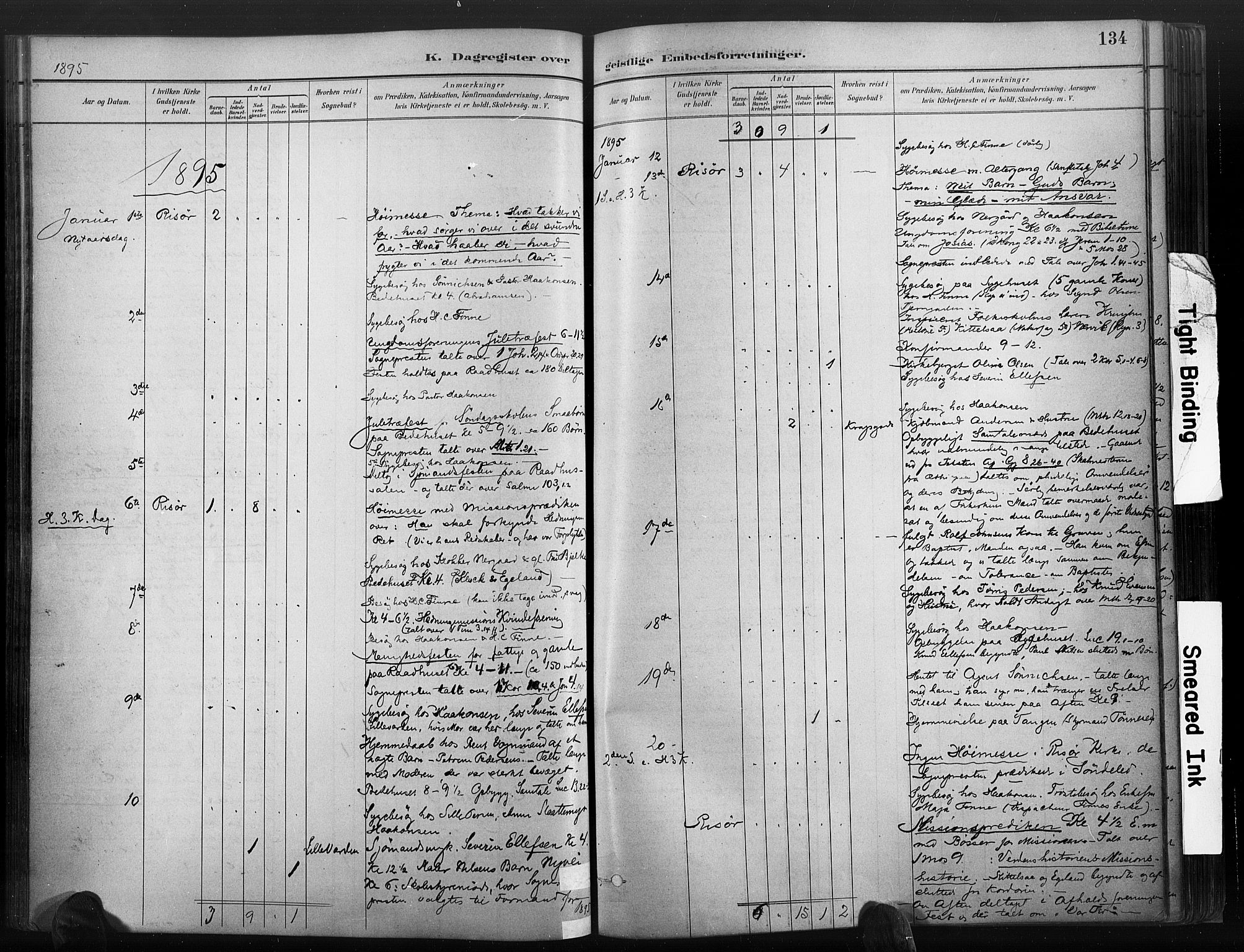 Risør sokneprestkontor, AV/SAK-1111-0035/F/Fa/L0006: Parish register (official) no. A 6, 1883-1908, p. 134