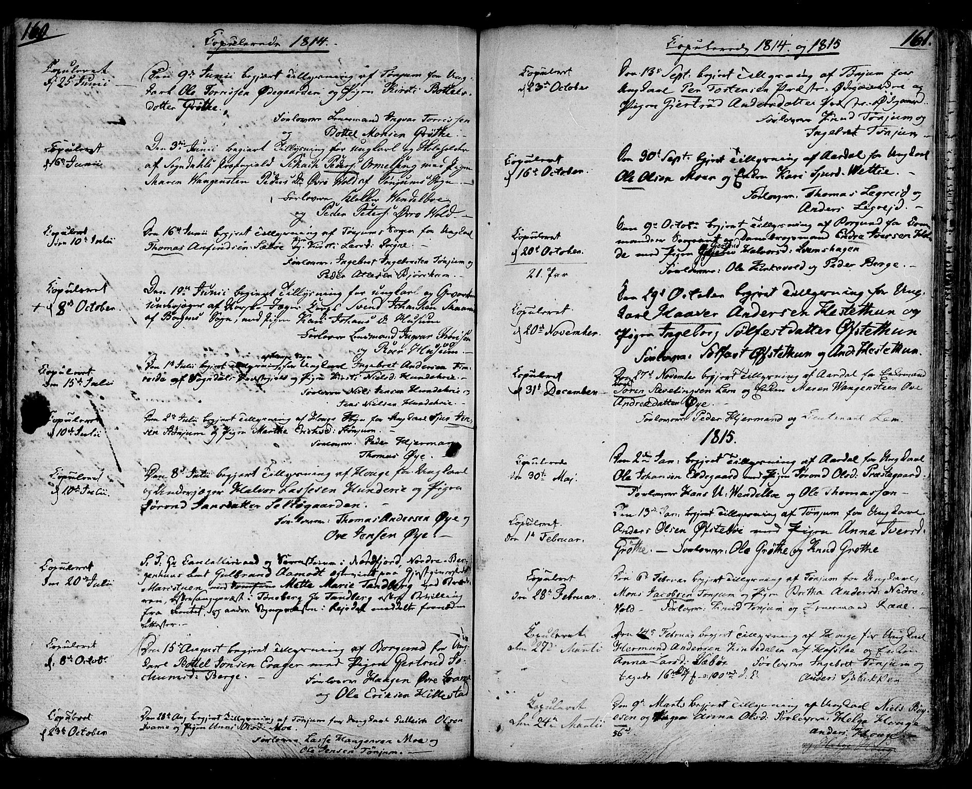 Lærdal sokneprestembete, AV/SAB-A-81201: Parish register (official) no. A 4, 1805-1821, p. 160-161