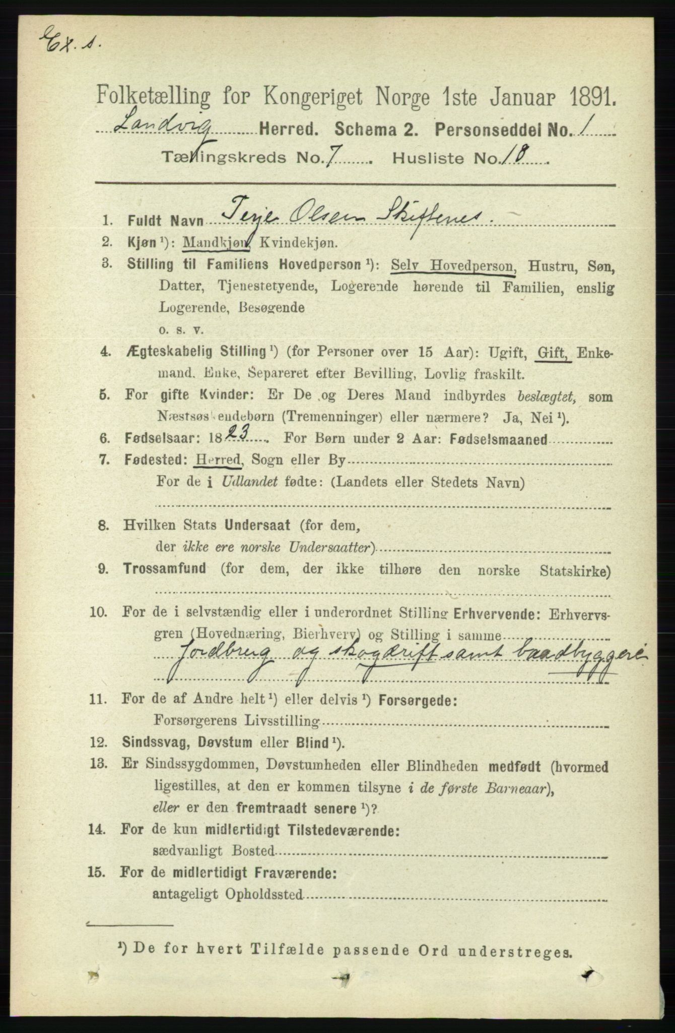 RA, Census 1891 for Nedenes amt: Gjenparter av personsedler for beslektede ektefeller, menn, 1891, p. 775