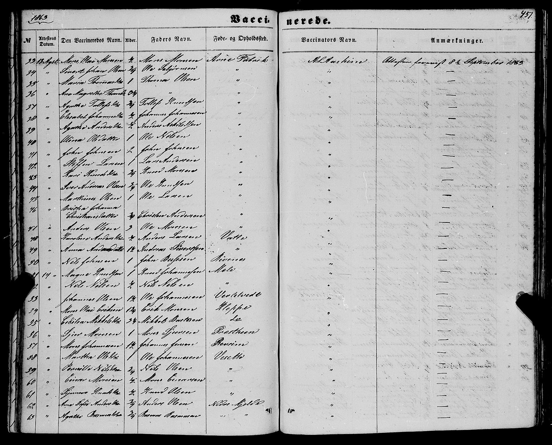Haus sokneprestembete, AV/SAB-A-75601/H/Haa: Parish register (official) no. A 17, 1858-1870, p. 457