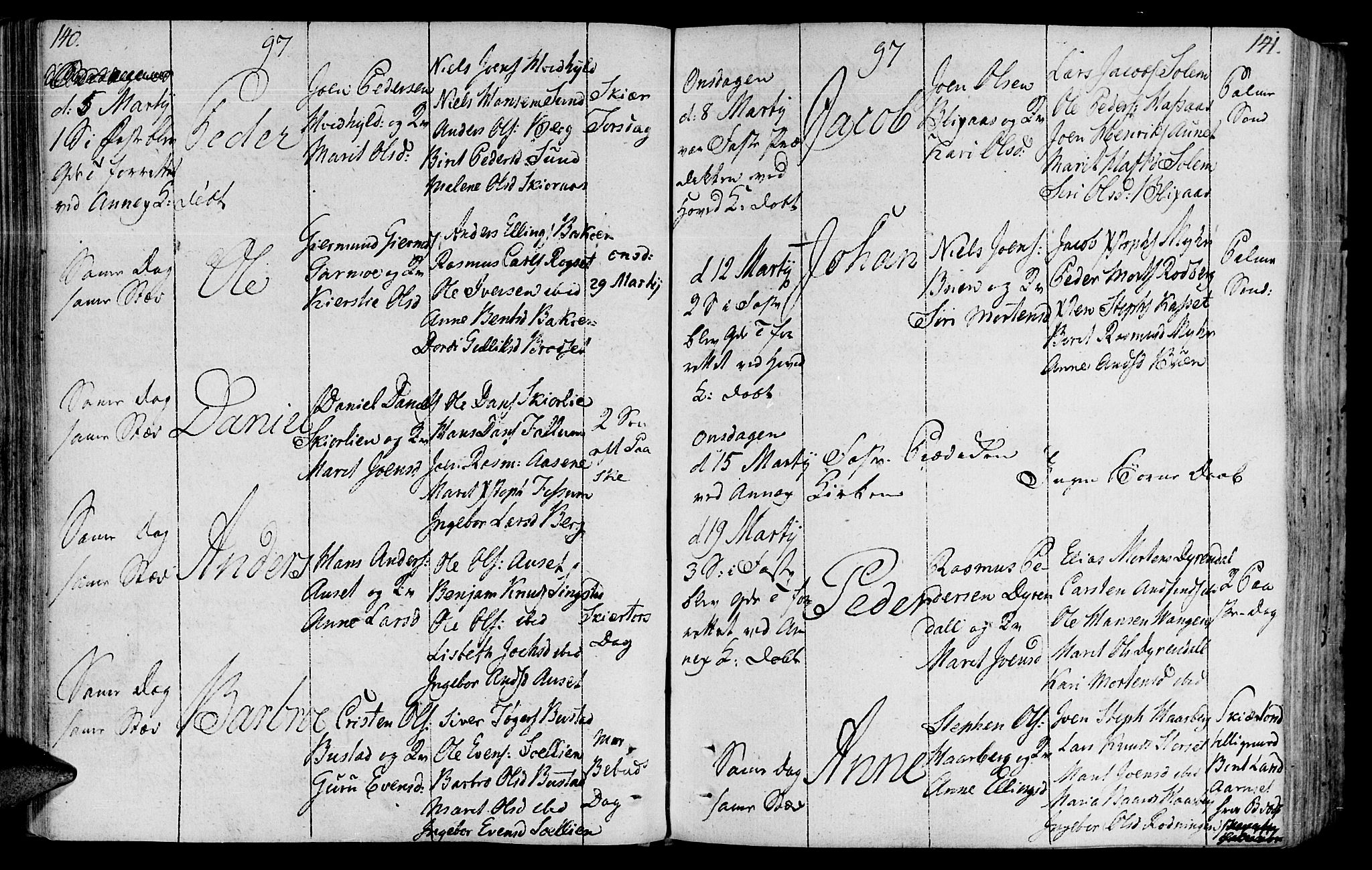 Ministerialprotokoller, klokkerbøker og fødselsregistre - Sør-Trøndelag, AV/SAT-A-1456/646/L0606: Parish register (official) no. 646A04, 1791-1805, p. 140-141