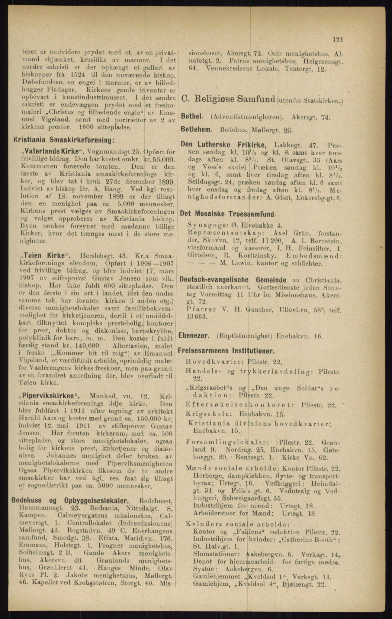 Kristiania/Oslo adressebok, PUBL/-, 1916, p. 121