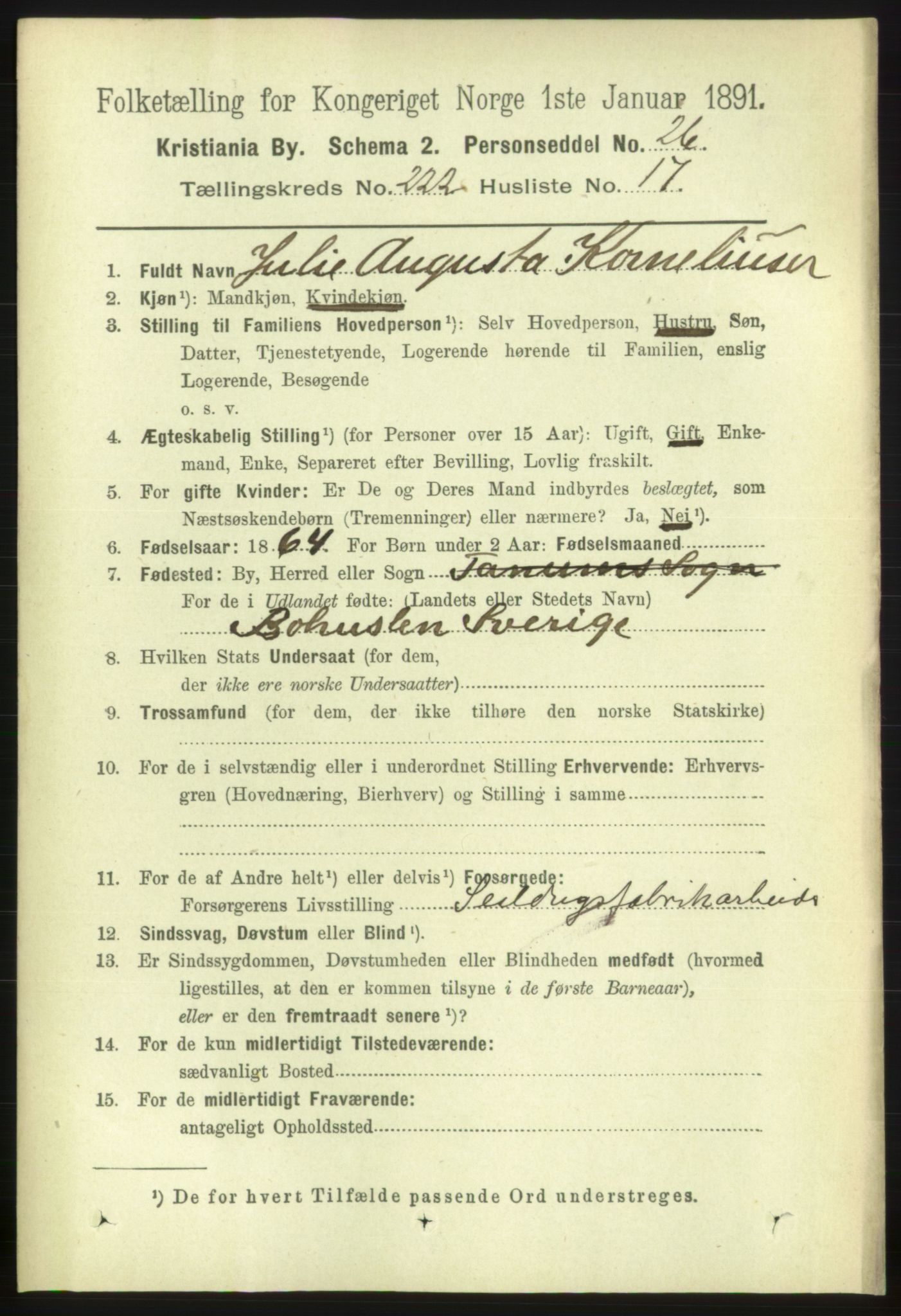 RA, 1891 census for 0301 Kristiania, 1891, p. 133738