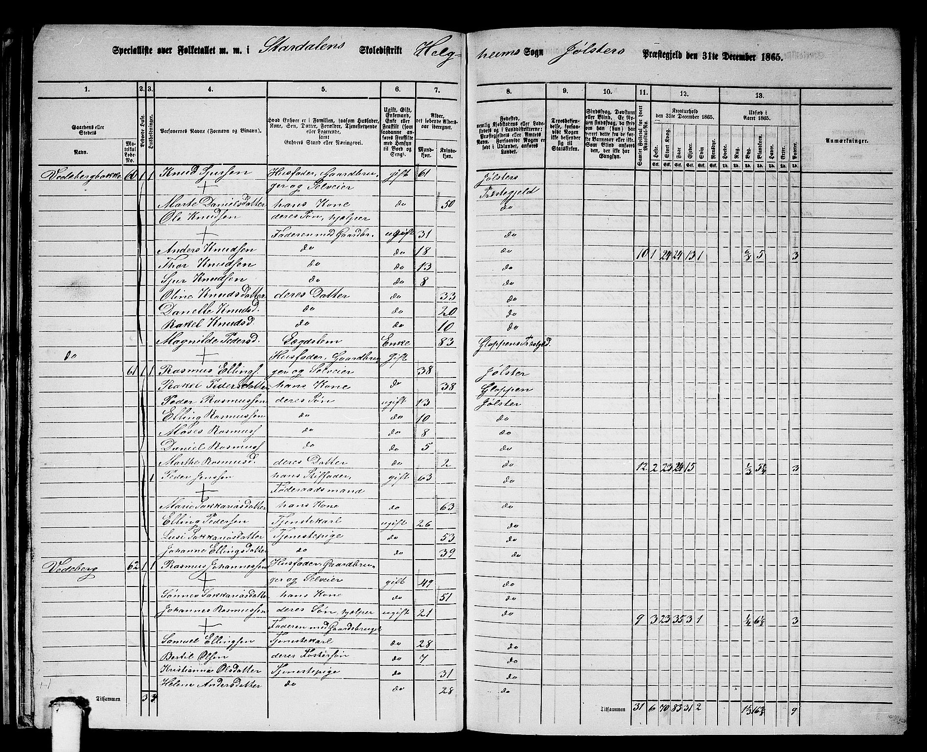 RA, 1865 census for Jølster, 1865, p. 47