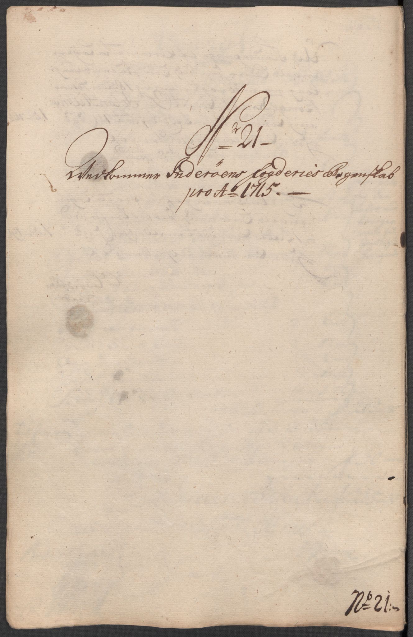 Rentekammeret inntil 1814, Reviderte regnskaper, Fogderegnskap, AV/RA-EA-4092/R63/L4323: Fogderegnskap Inderøy, 1715, p. 267