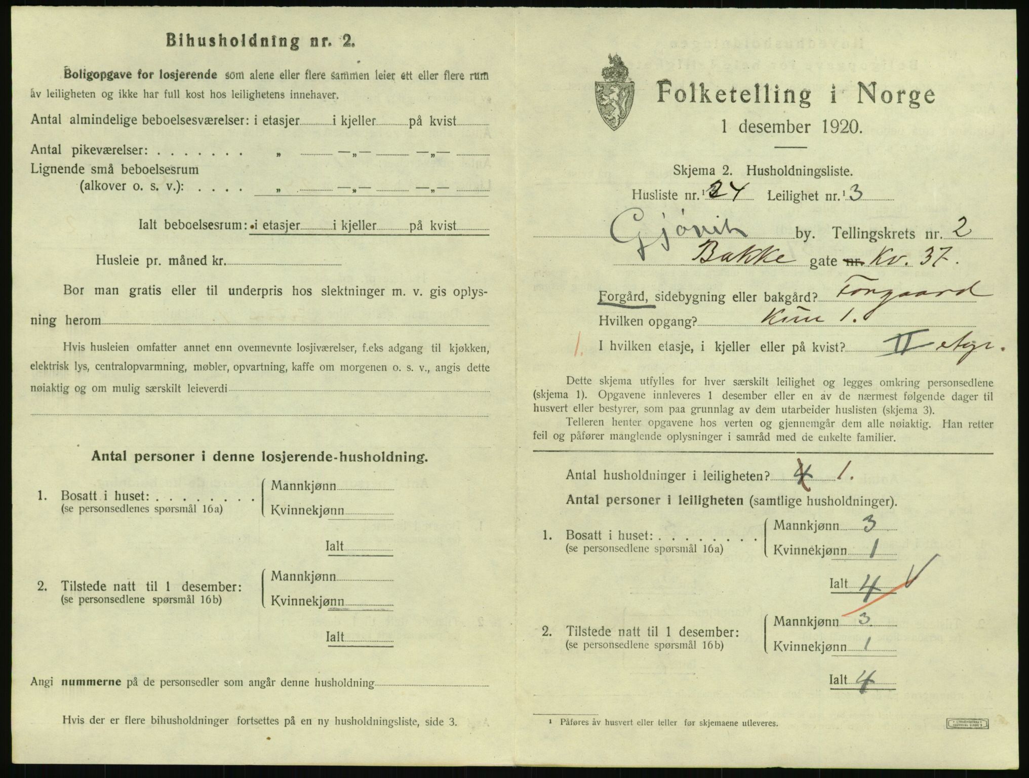 SAH, 1920 census for Gjøvik, 1920, p. 1162