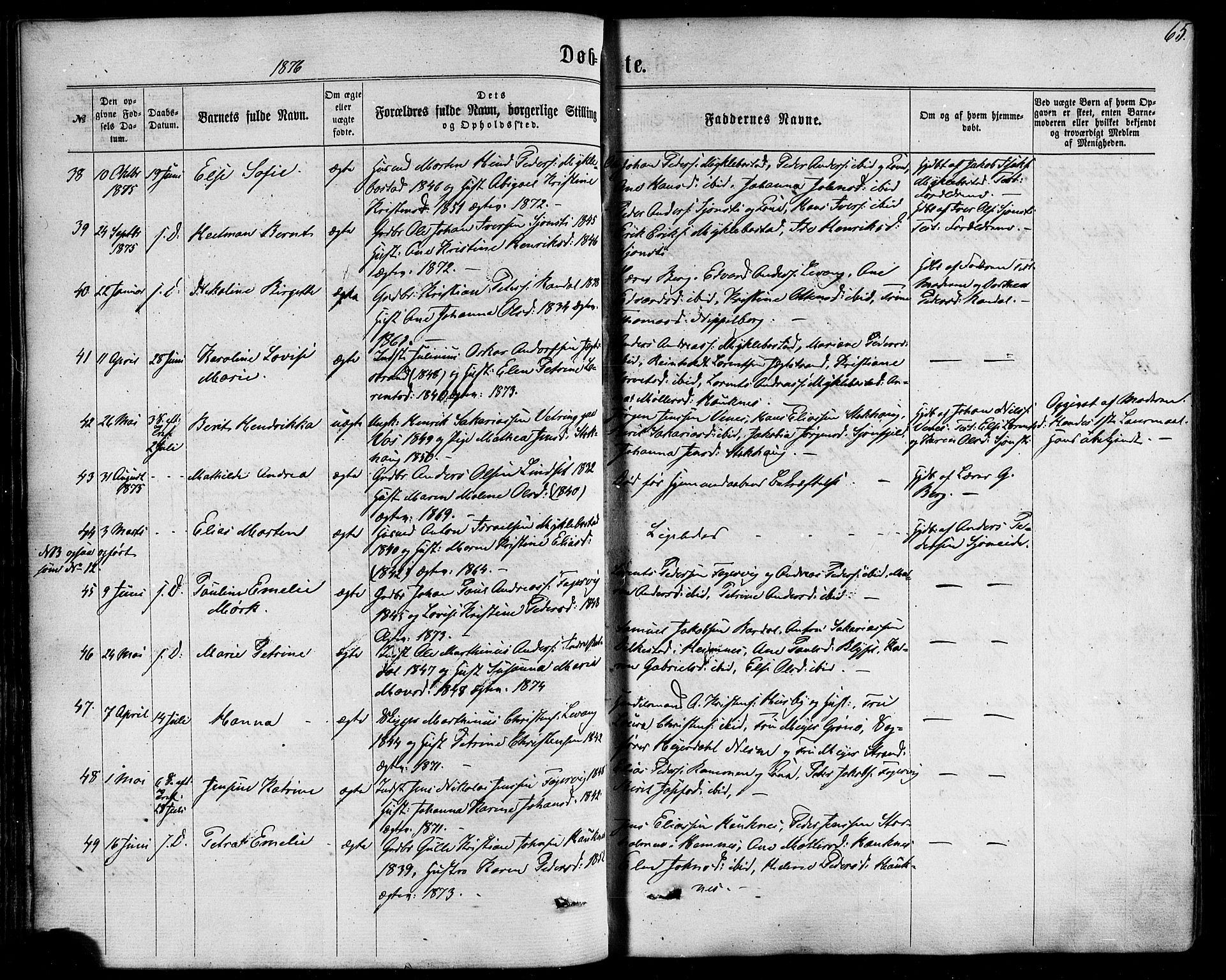 Ministerialprotokoller, klokkerbøker og fødselsregistre - Nordland, AV/SAT-A-1459/838/L0551: Parish register (official) no. 838A09, 1864-1880, p. 65