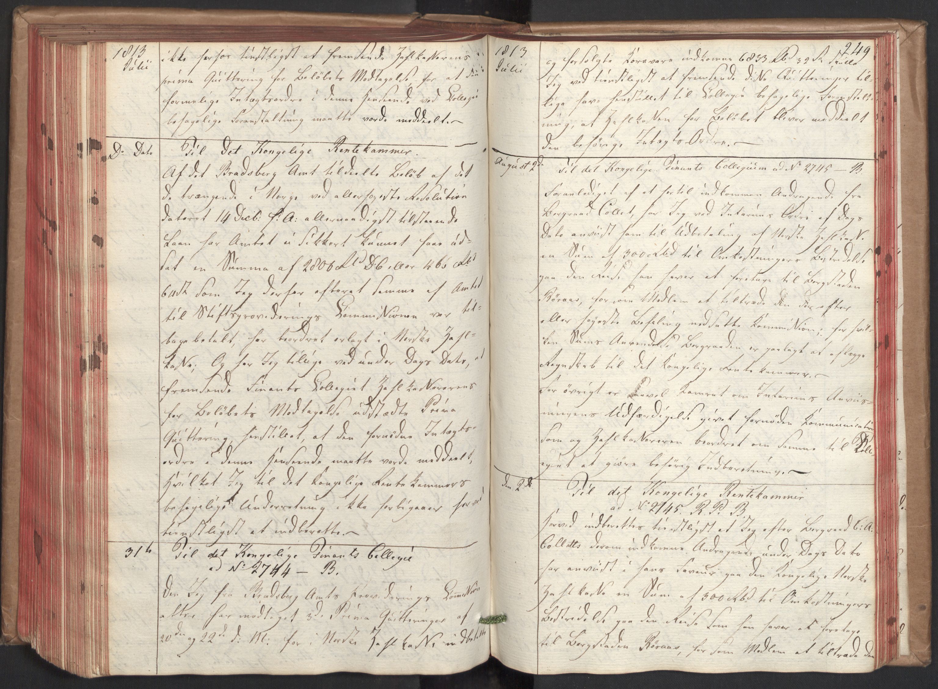 Stattholderembetet 1810-1814, 2. kontor (Kontor B), AV/RA-EA-5432/Ba/L0002: Kollegial korrespondanseprotokoll, 1811-1814, p. 248b-249a