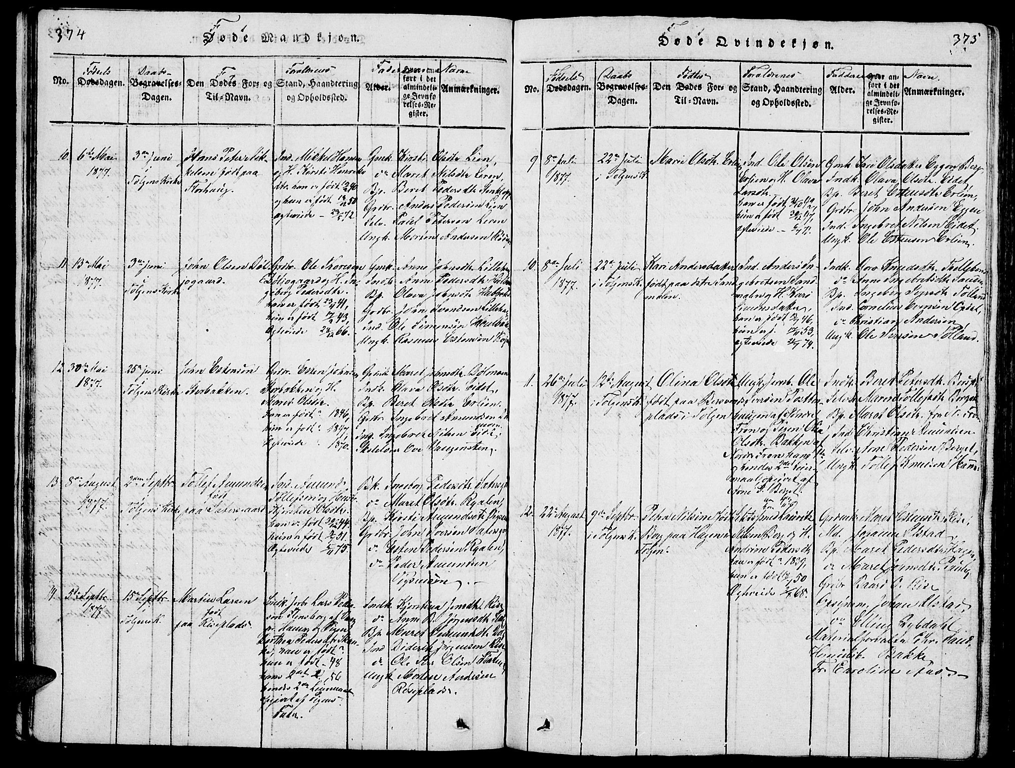 Tolga prestekontor, AV/SAH-PREST-062/L/L0001: Parish register (copy) no. 1, 1814-1877, p. 374-375