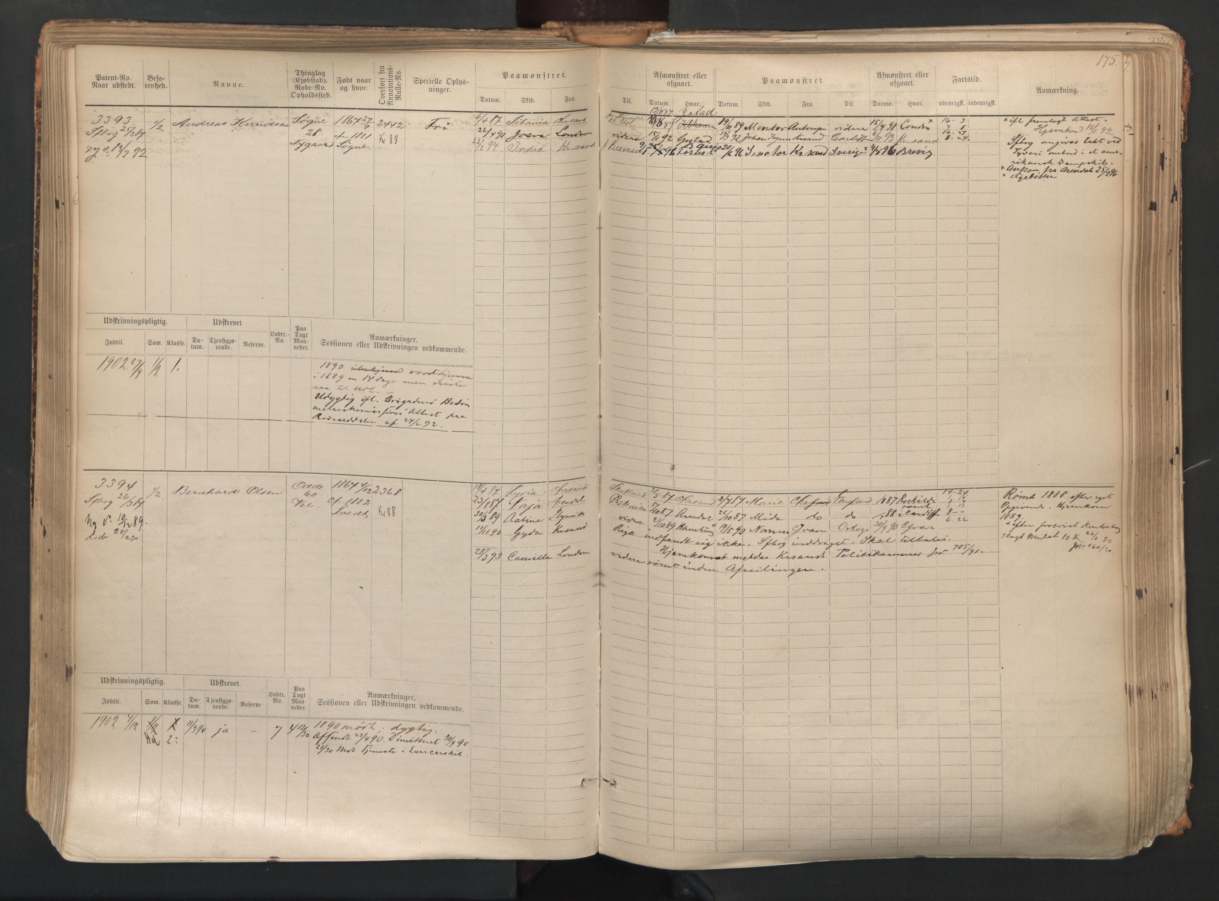 Kristiansand mønstringskrets, SAK/2031-0015/F/Fb/L0007: Hovedrulle nr 3049-3810, I-14, 1883-1940, p. 177