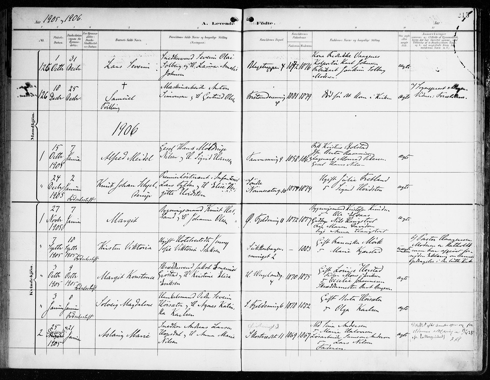 Korskirken sokneprestembete, SAB/A-76101/H/Haa/L0023: Parish register (official) no. B 9, 1899-1908, p. 215