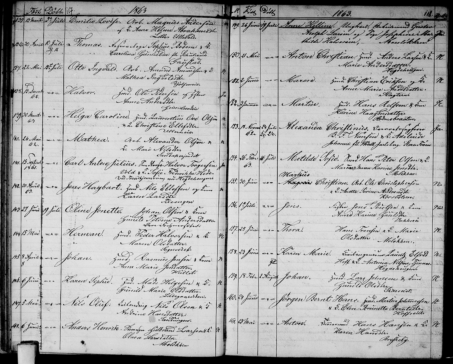 Vestre Aker prestekontor Kirkebøker, SAO/A-10025/G/Ga/L0001: Parish register (copy) no. I 1, 1859-1871, p. 117-118