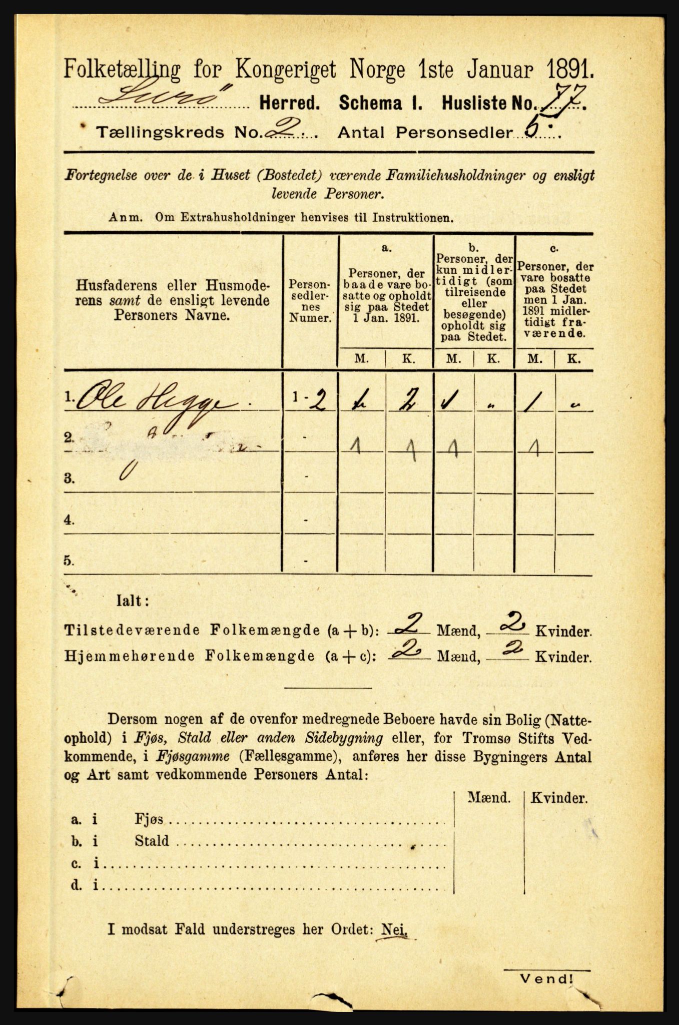 RA, 1891 census for 1834 Lurøy, 1891, p. 733